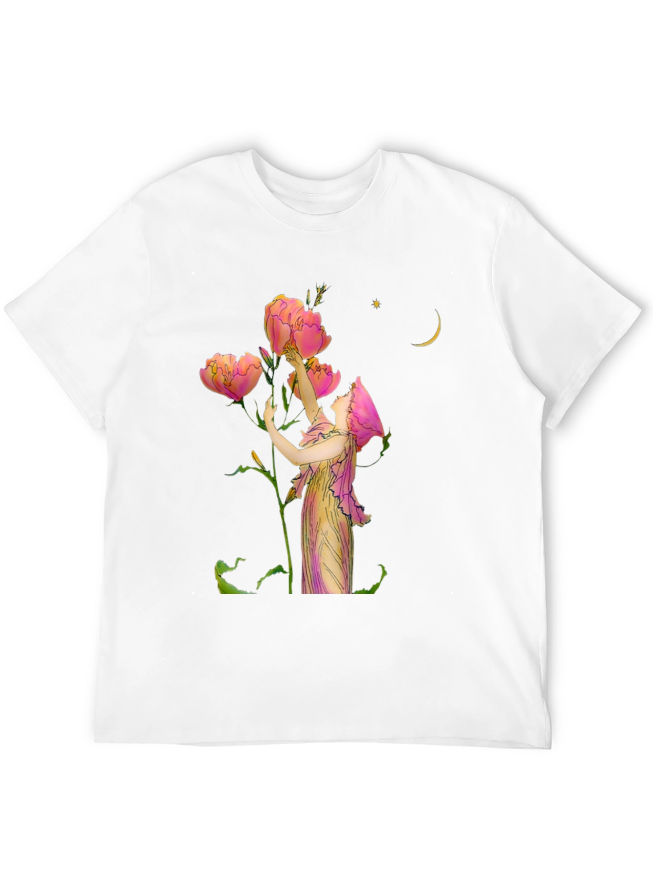 Floral Art Graphic Print Black T-Shirt