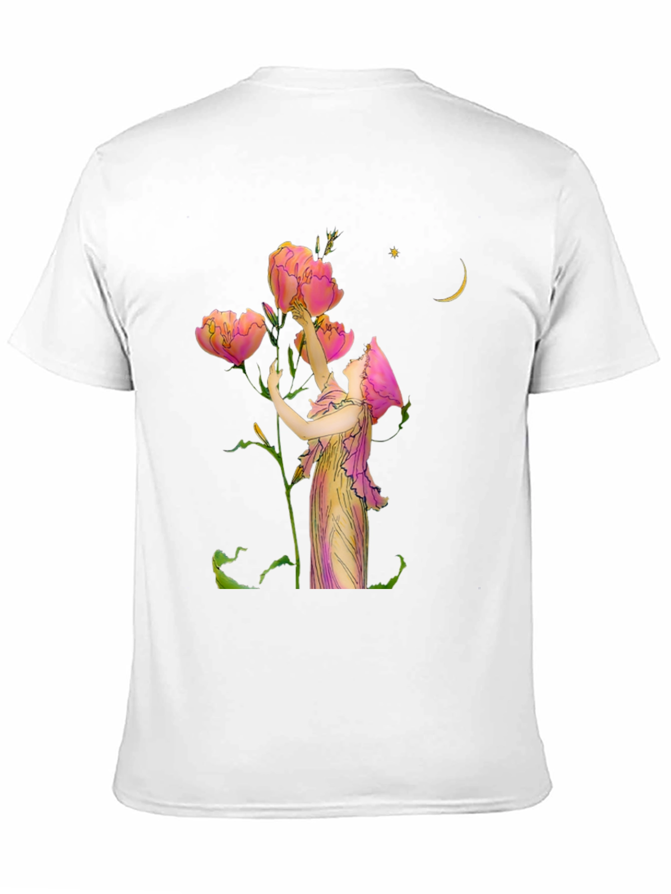 Floral Art Graphic Print Black T-Shirt