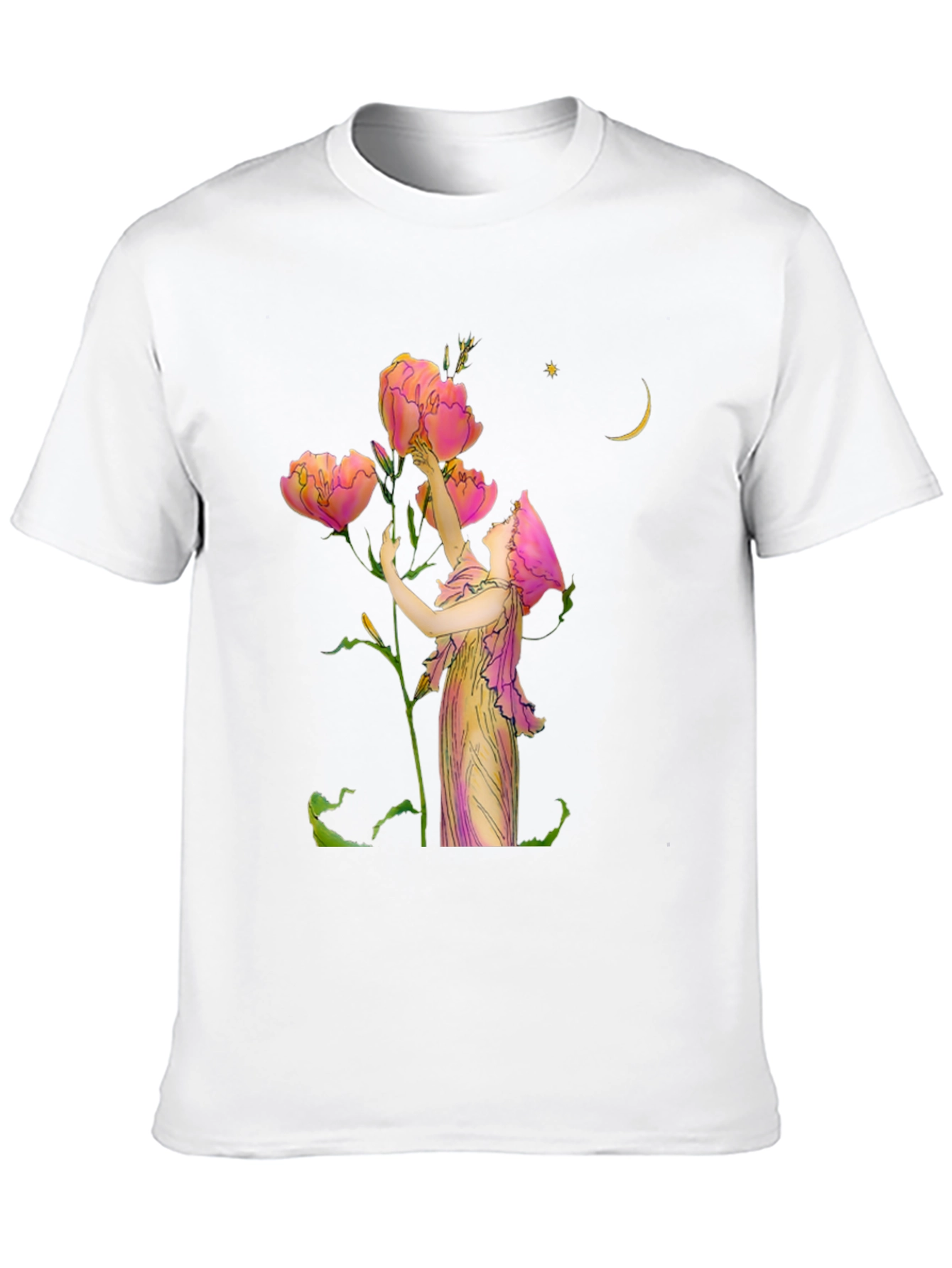 Floral Art Graphic Print Black T-Shirt