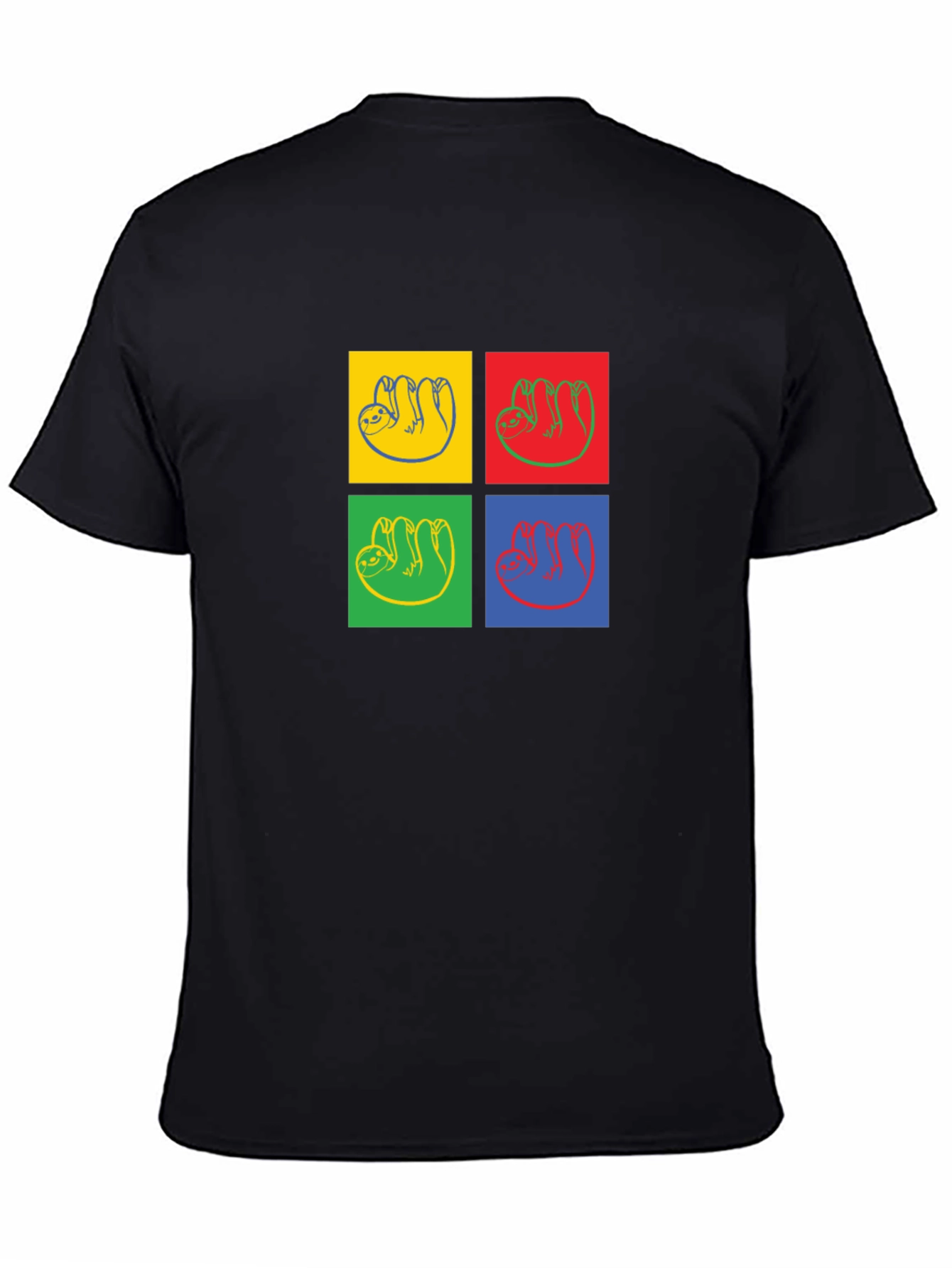 Sloth Pop Art T-Shirt - Black Crew Neck Tee