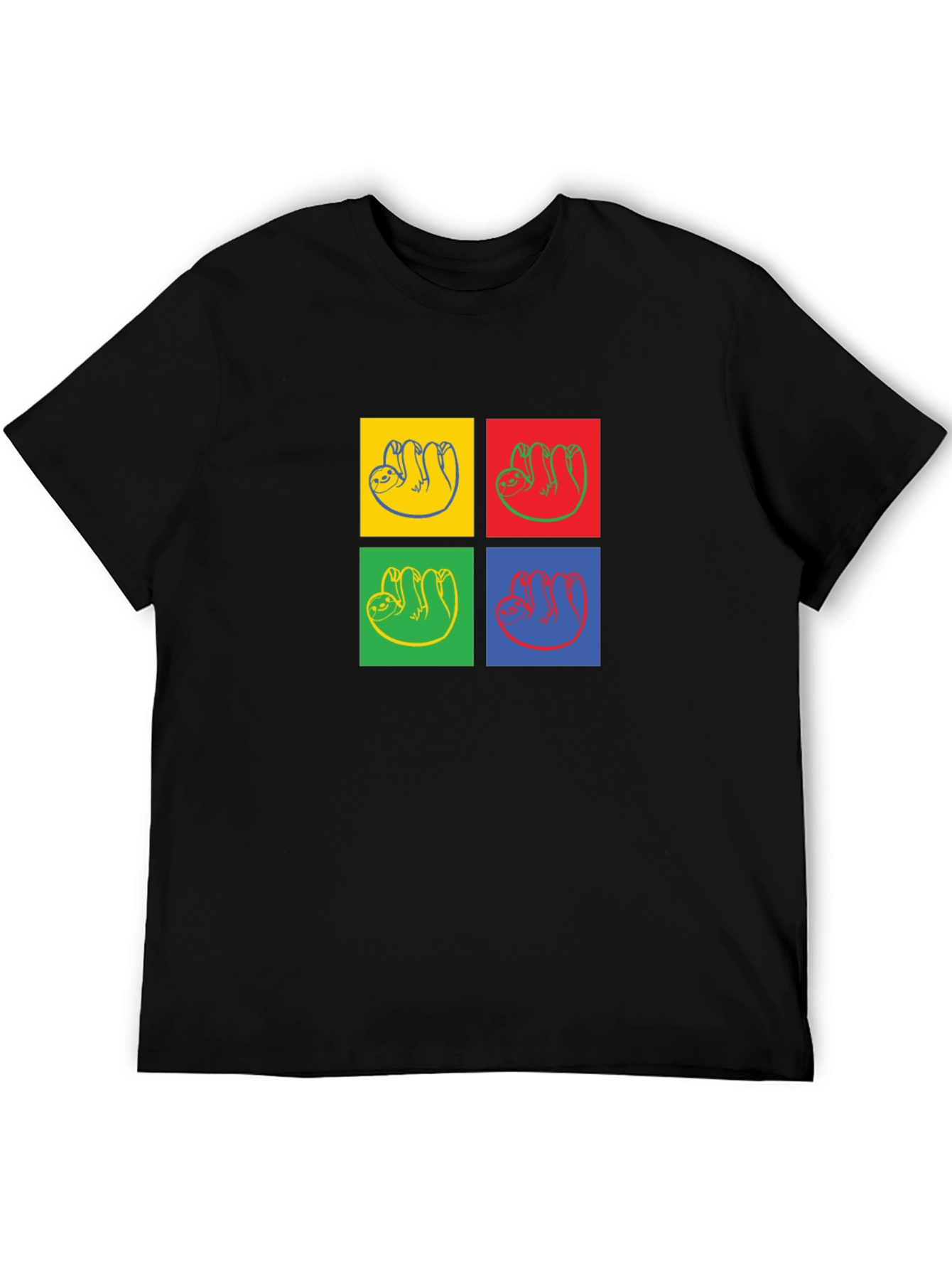 Sloth Pop Art T-Shirt - Black Crew Neck Tee