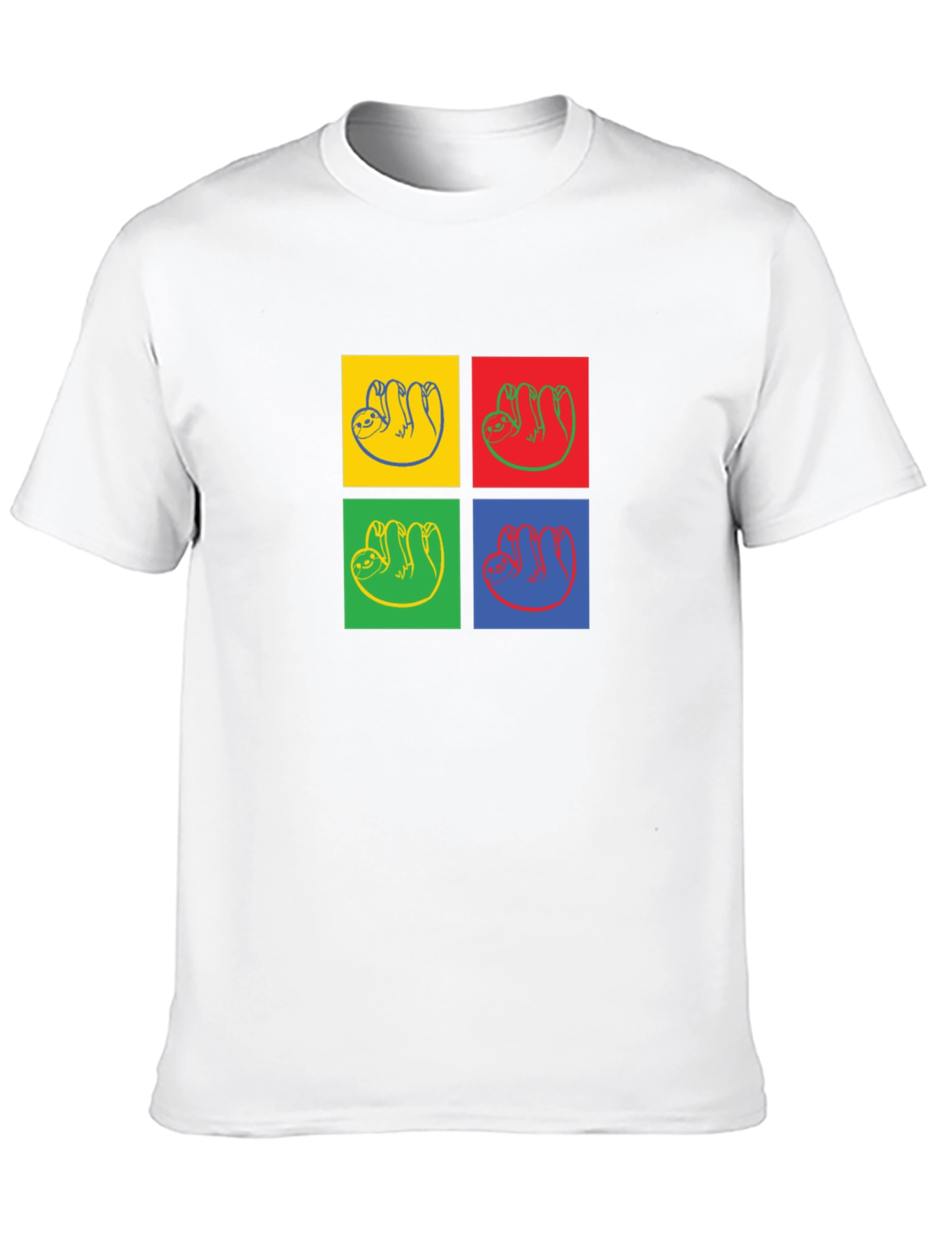 Sloth Pop Art T-Shirt - Black Crew Neck Tee