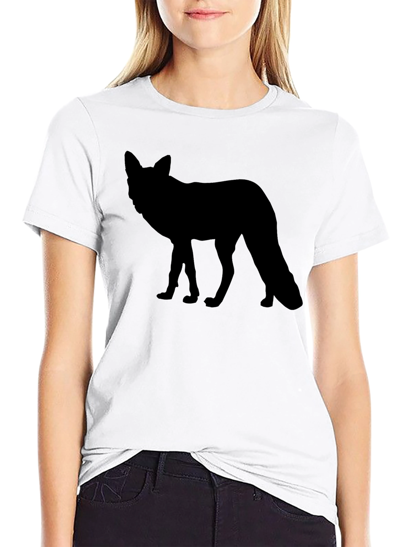 Mens Black T-Shirt - Fox Silhouette