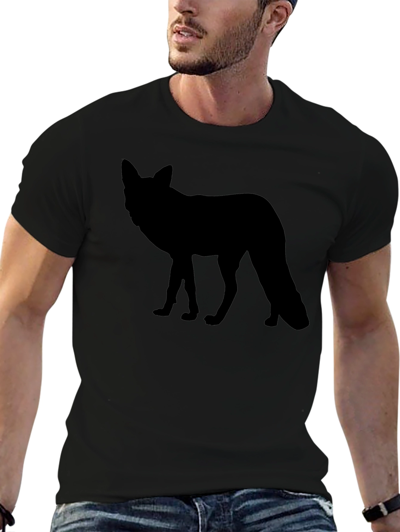 Mens Black T-Shirt - Fox Silhouette