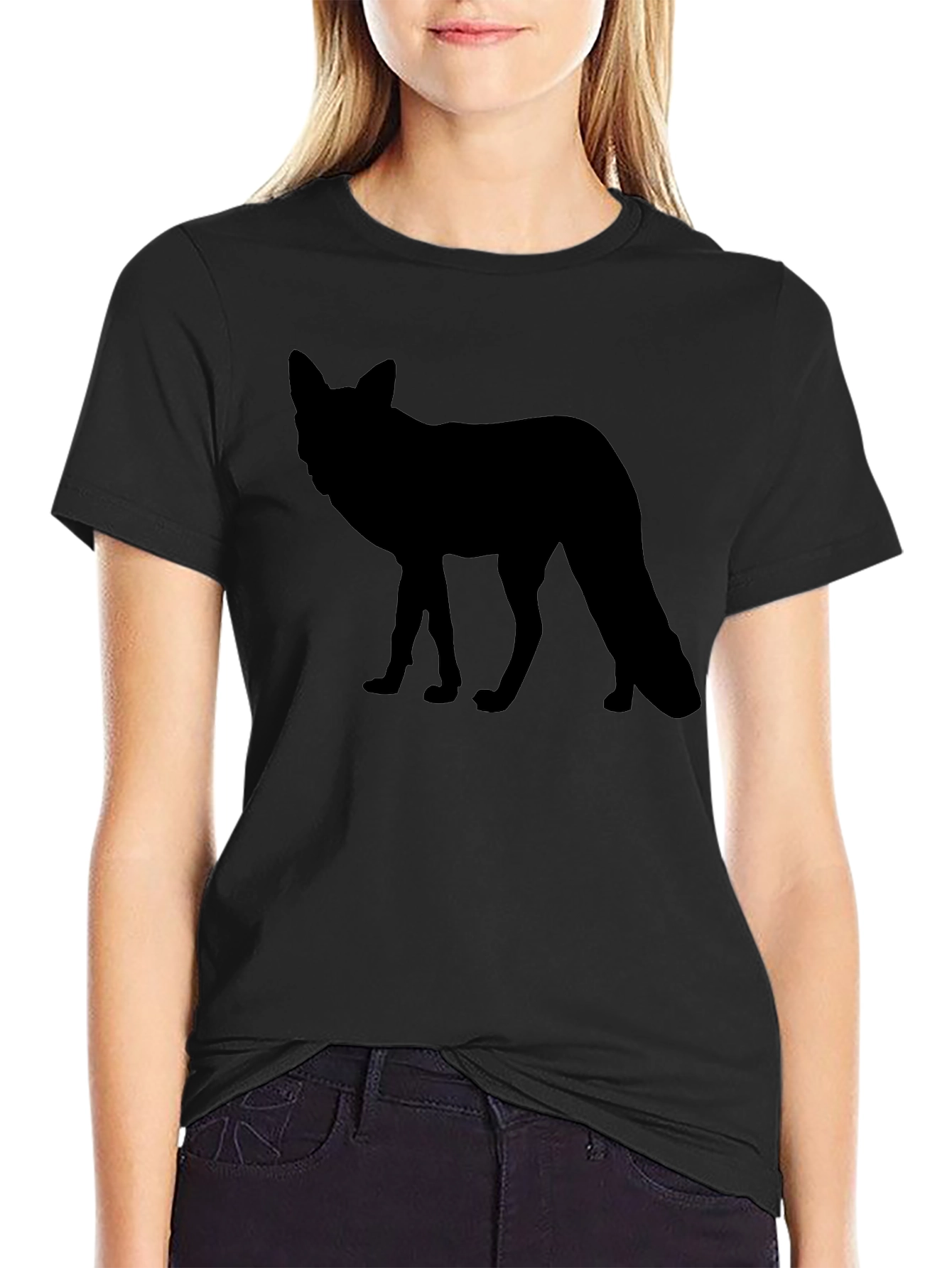 Mens Black T-Shirt - Fox Silhouette