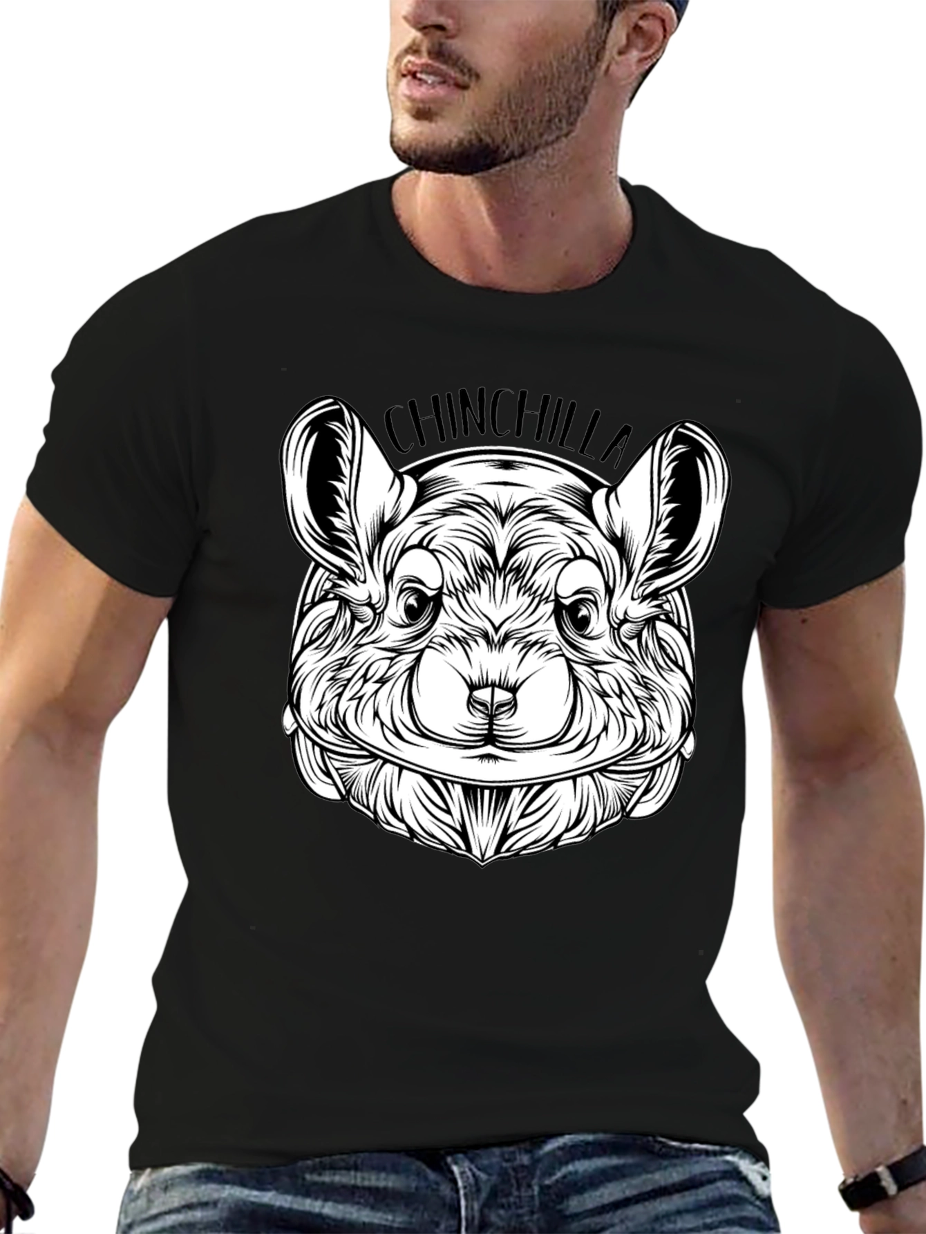 Chinchilla Graphic Tee - Black Cotton Comfort