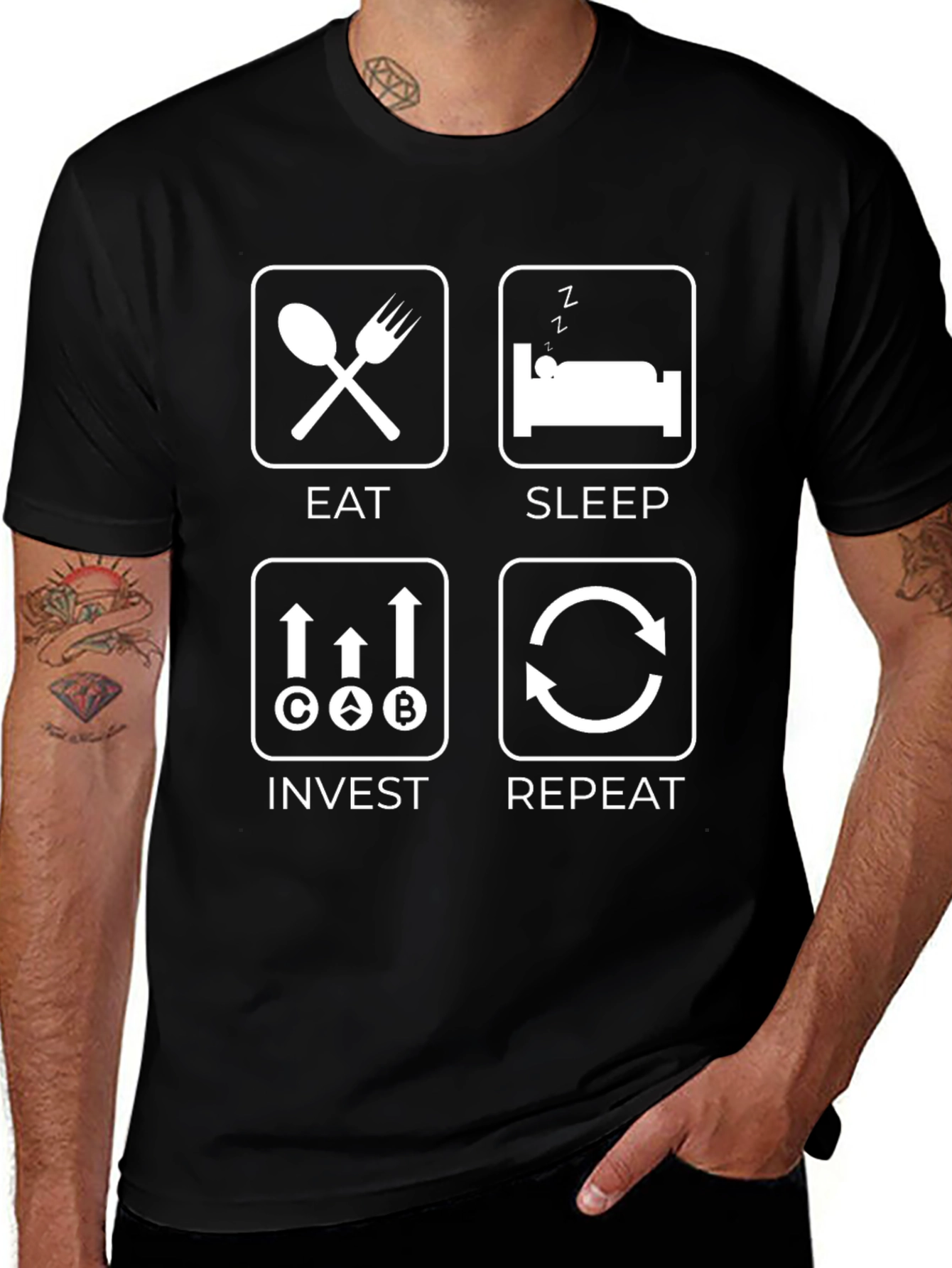 Eat Sleep Invest Repeat Graphic Tee