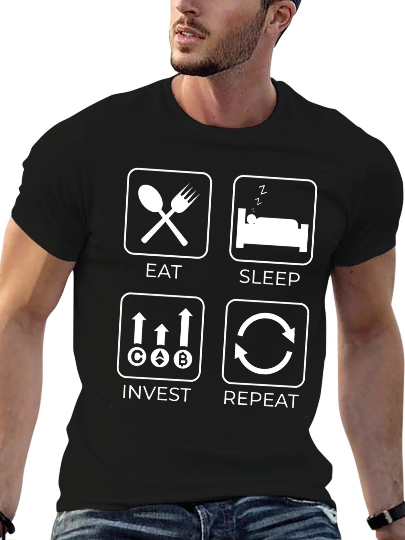 Eat Sleep Invest Repeat Graphic Tee