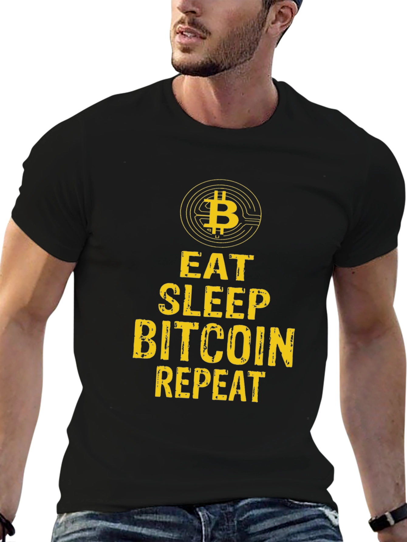 Eat Sleep Bitcoin Repeat Graphic Tee - Black