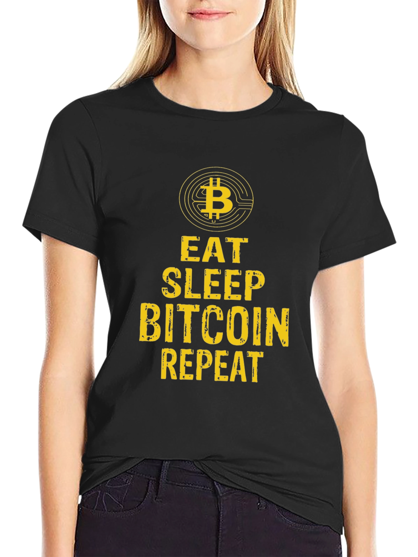 Eat Sleep Bitcoin Repeat Graphic Tee - Black