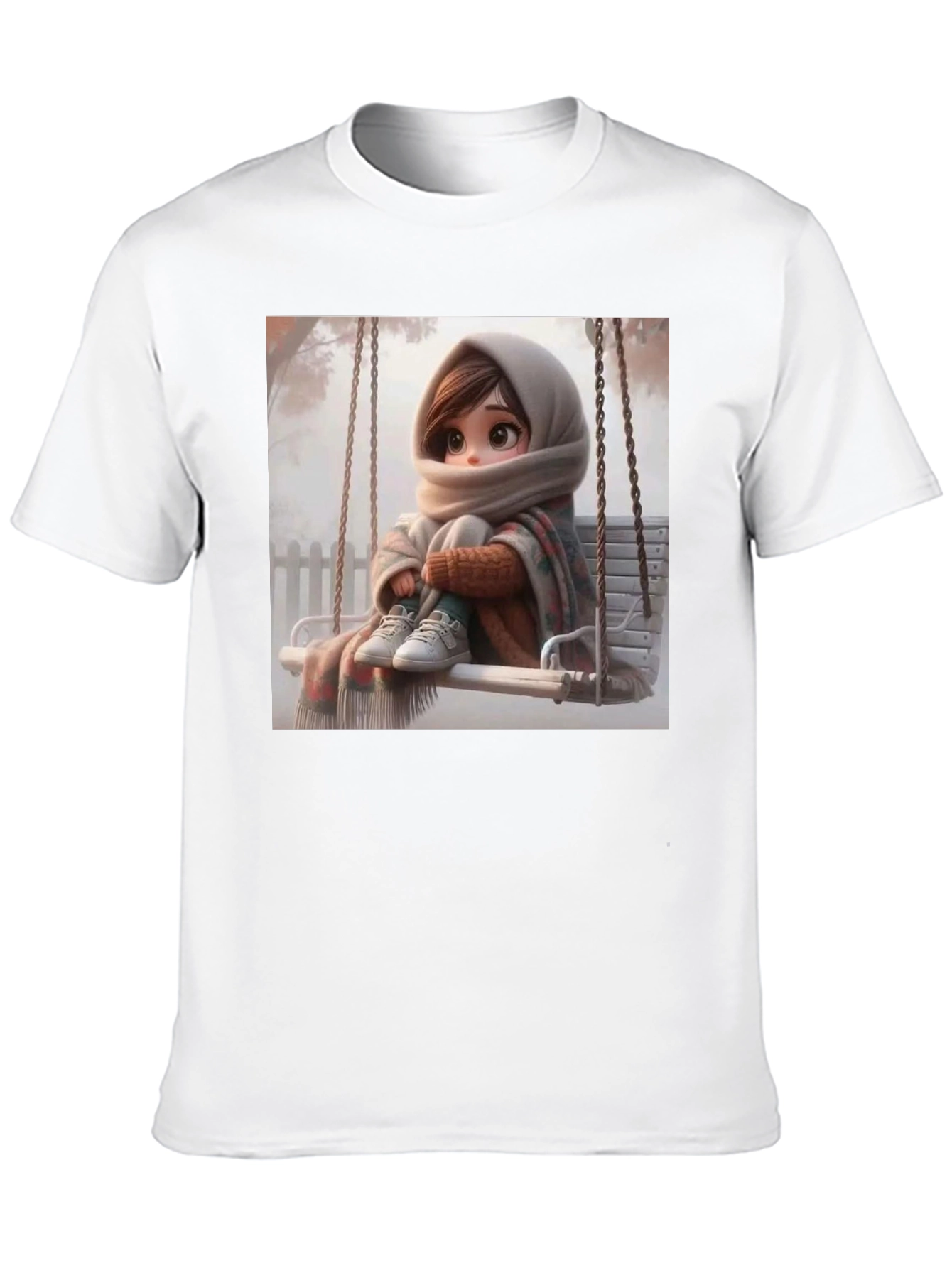 Girl on Swing Black Tee