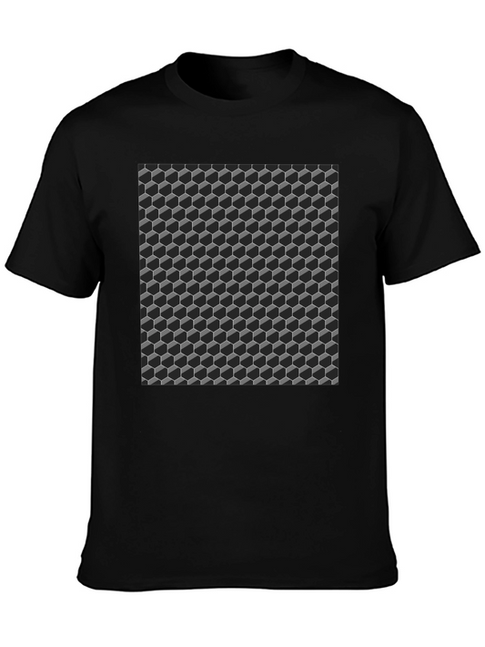 3D Cube Pattern T-Shirt - Modern Geometric Design