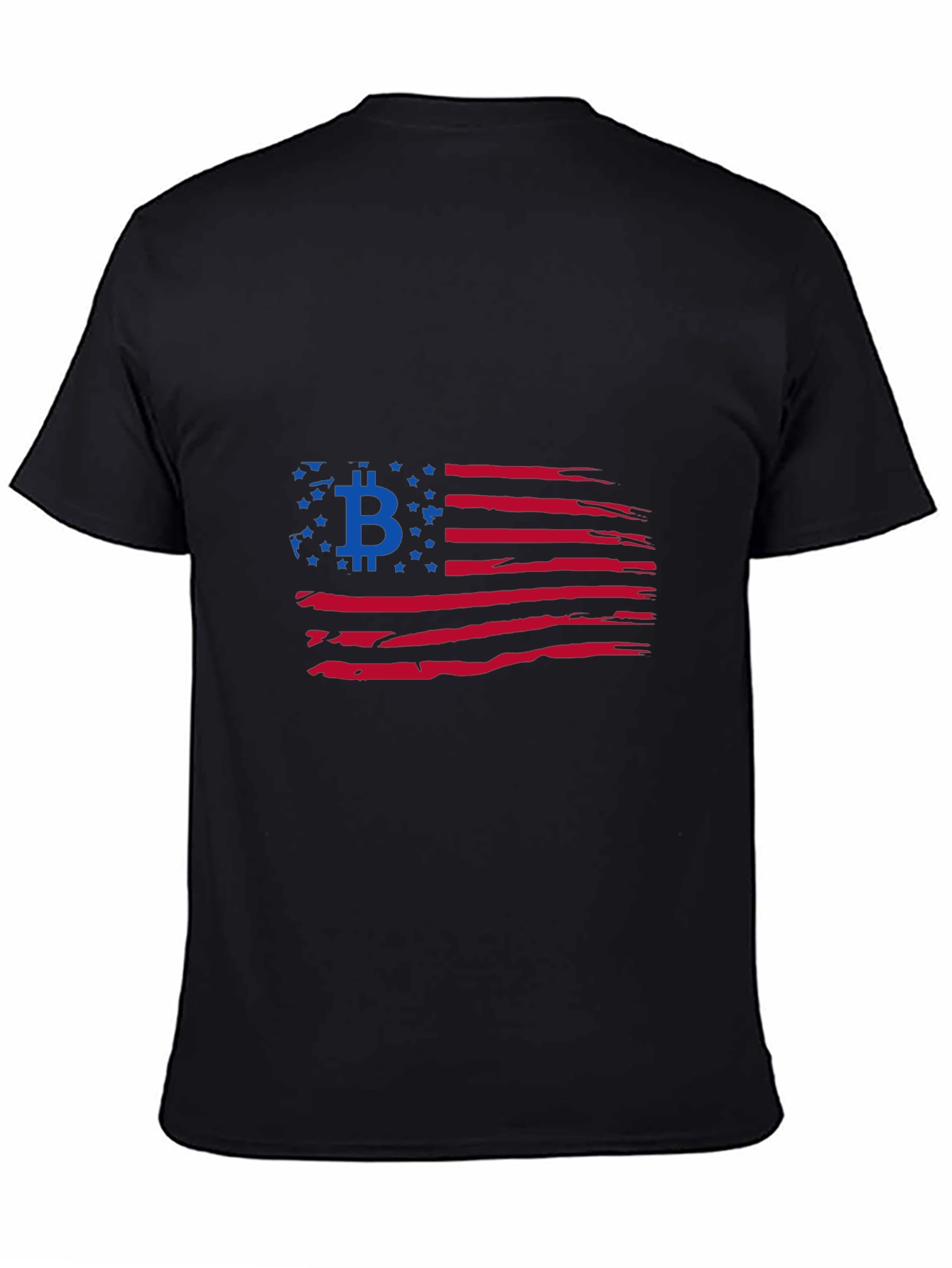 Bitcoin American Flag Black T-Shirt