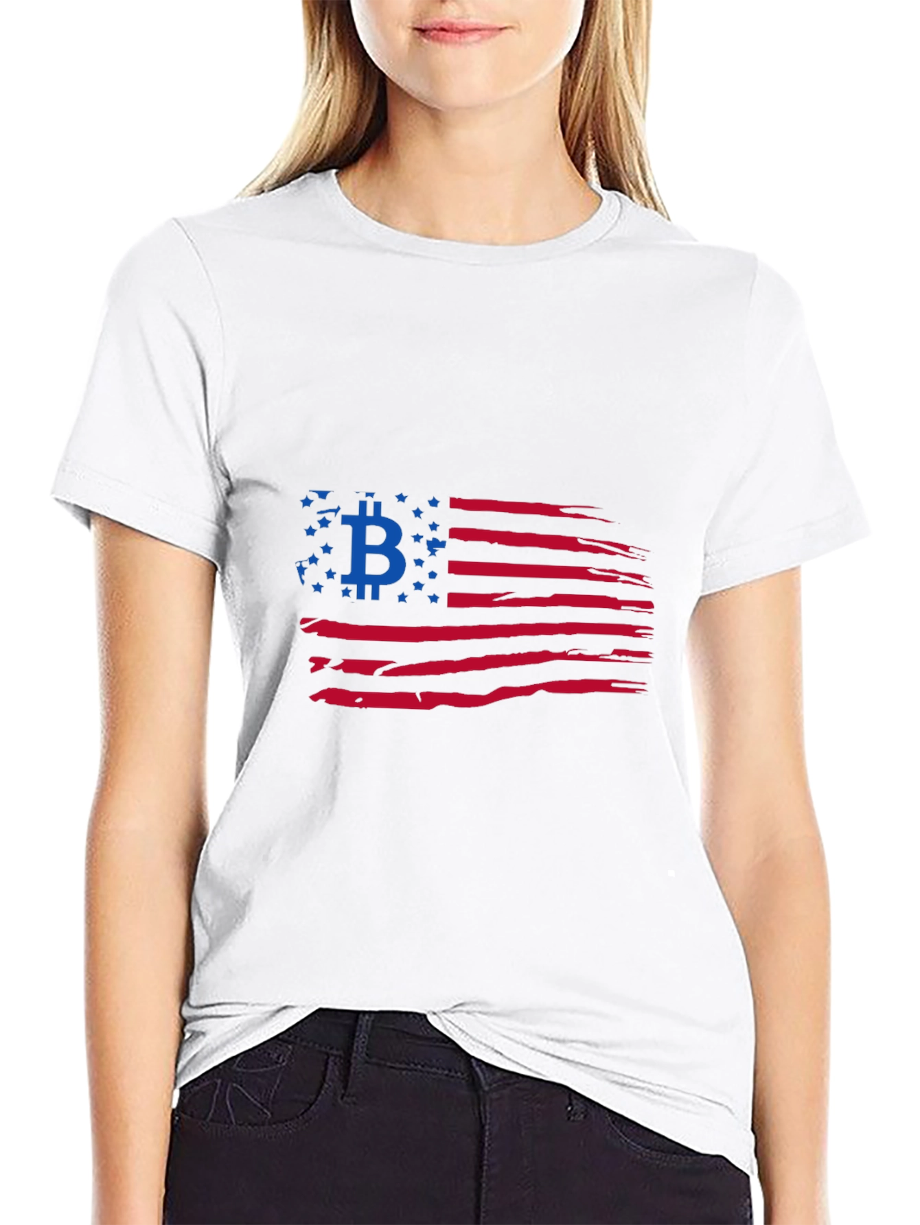 Bitcoin American Flag Black T-Shirt