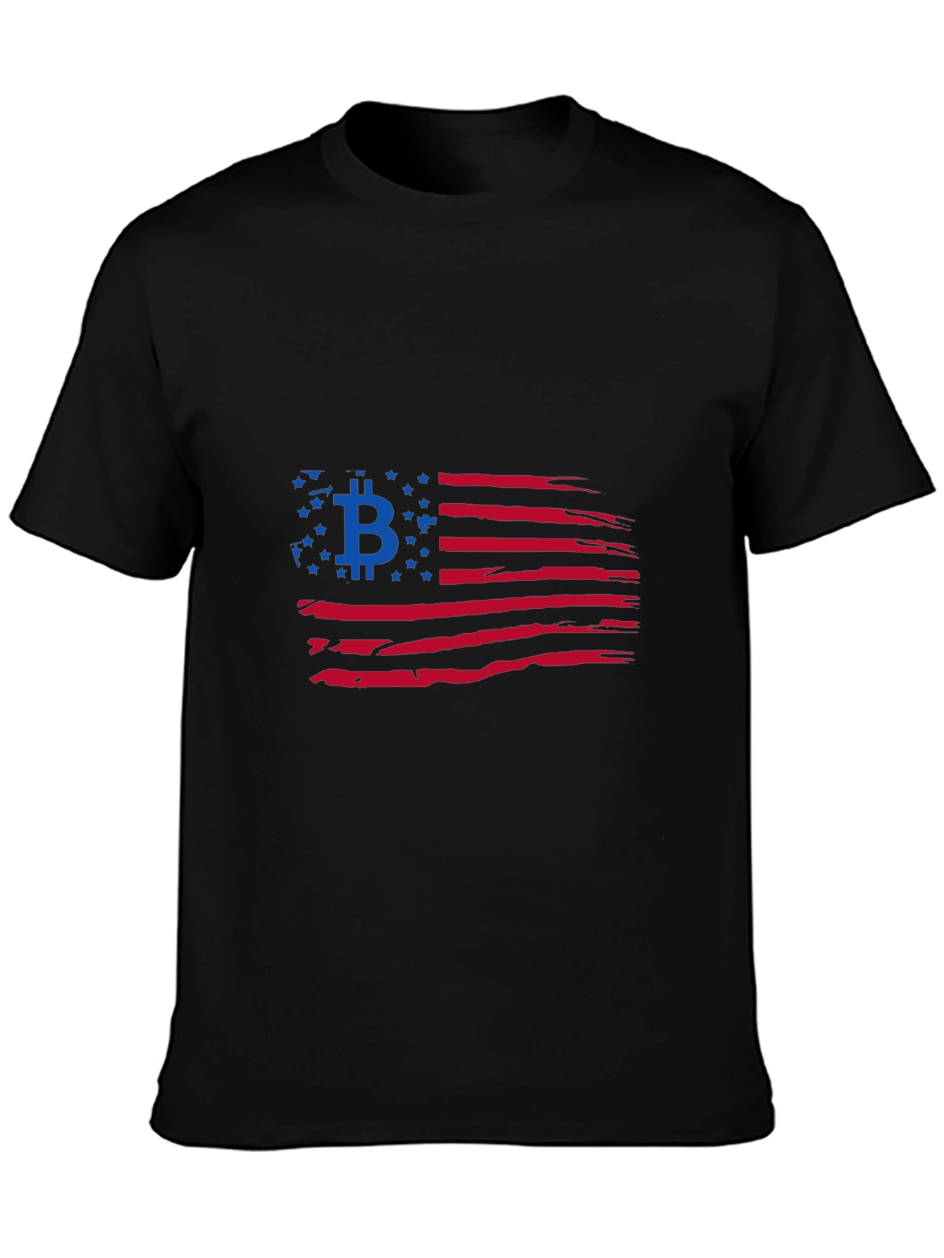 Bitcoin American Flag Black T-Shirt