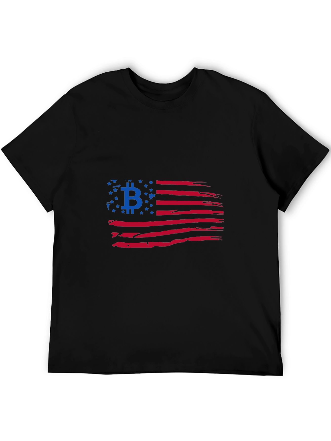 Bitcoin American Flag Black T-Shirt