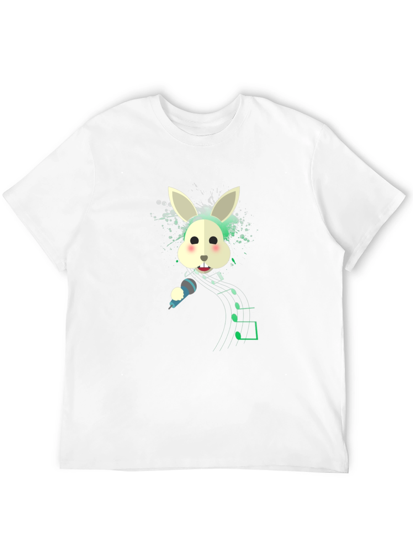 Singing Rabbit Graphic Tee - Black Cotton Blend T-Shirt