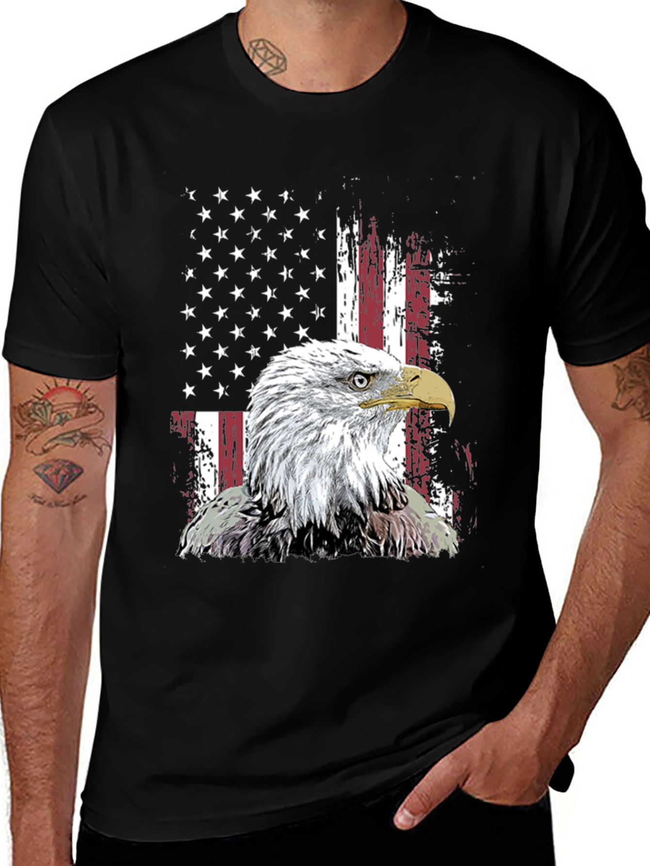 Patriotic Eagle USA Flag Graphic Tee