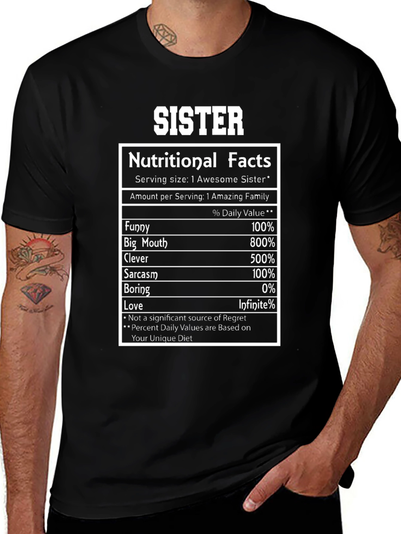 Sister Nutritional Facts Graphic T-Shirt
