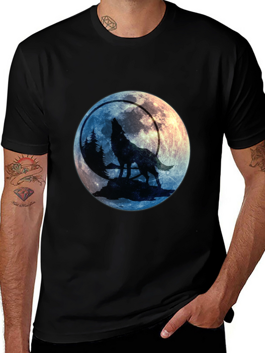 Wolf Howling at Moon Graphic Tee