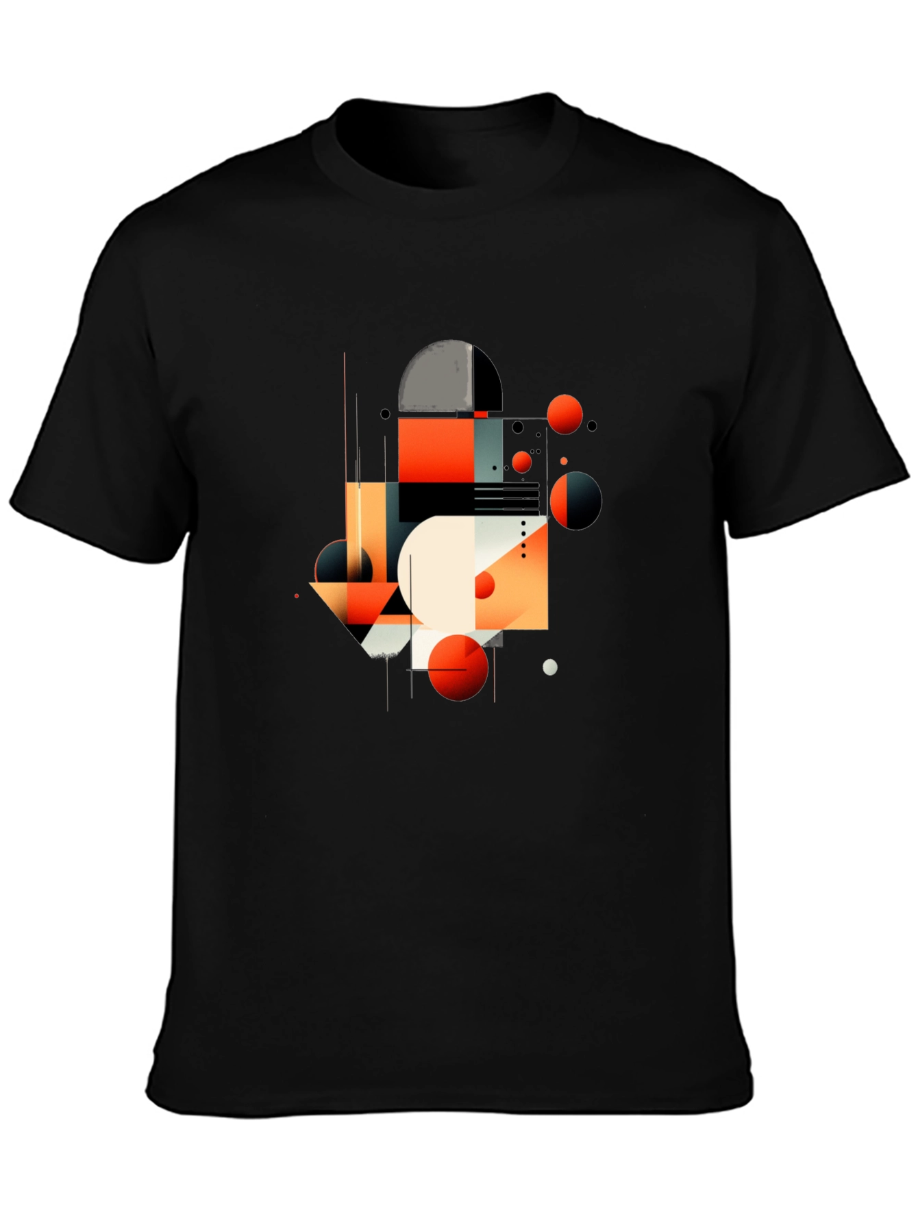 Abstract Geometric Graphic Black T-Shirt