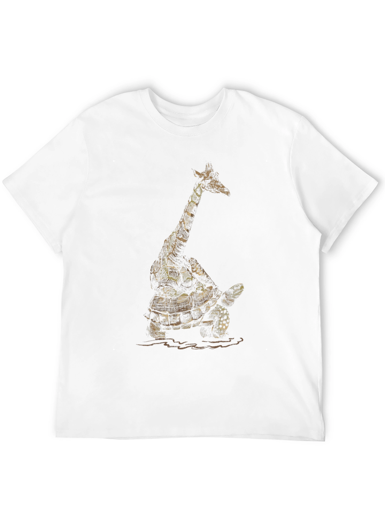 Giraffe Turtle Graphic Tee - Unique Animal Art Shirt