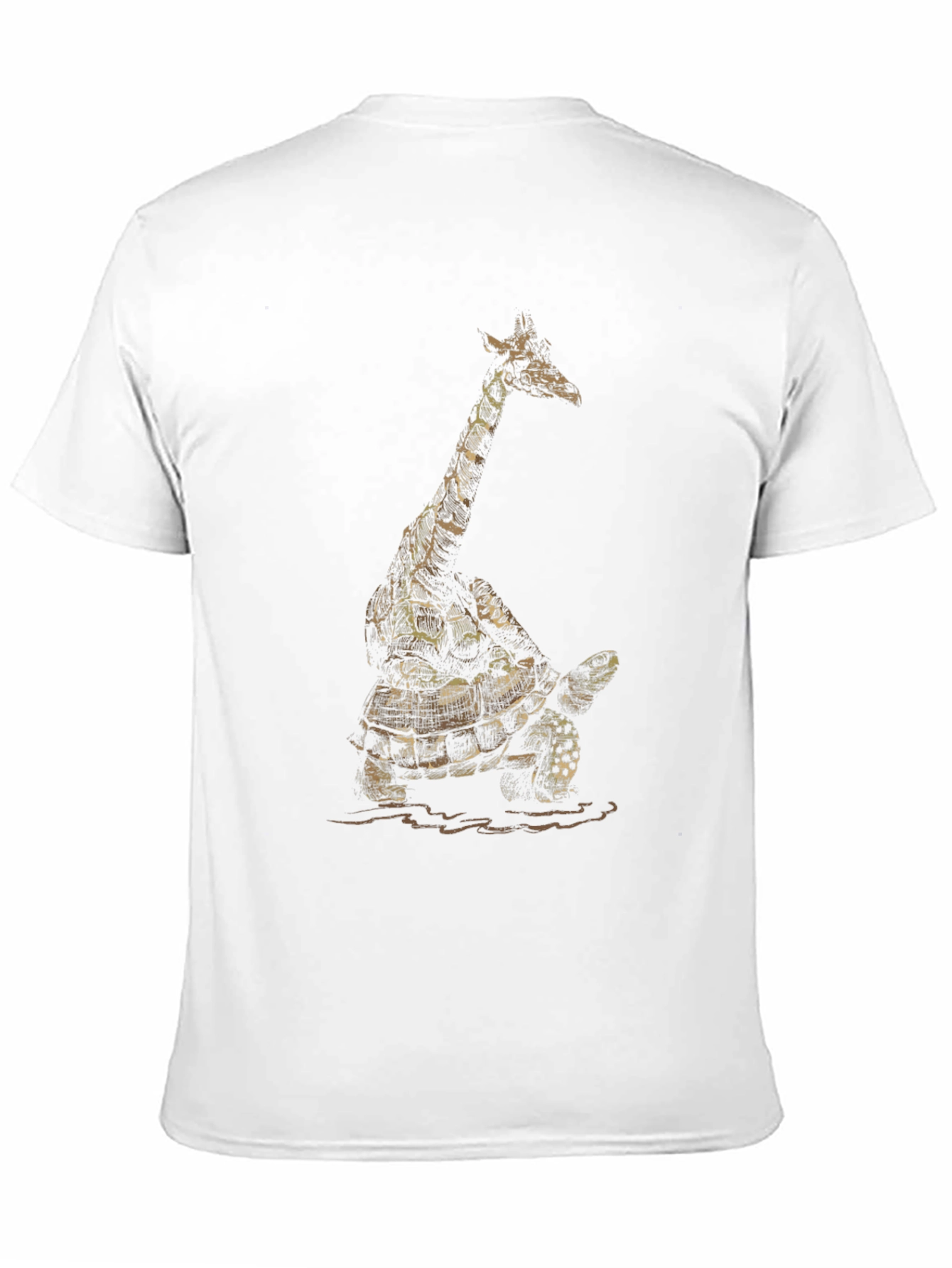 Giraffe Turtle Graphic Tee - Unique Animal Art Shirt