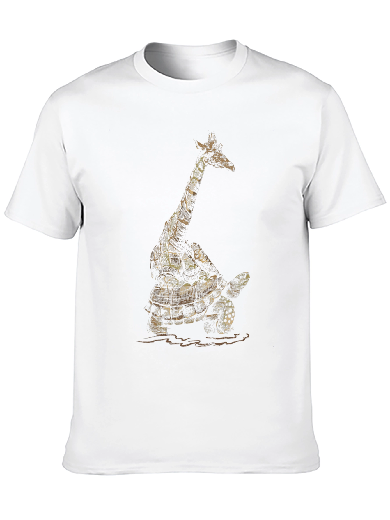Giraffe Turtle Graphic Tee - Unique Animal Art Shirt