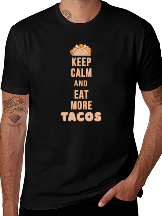 Keep Calm Eat Tacos Black Graphic Tee