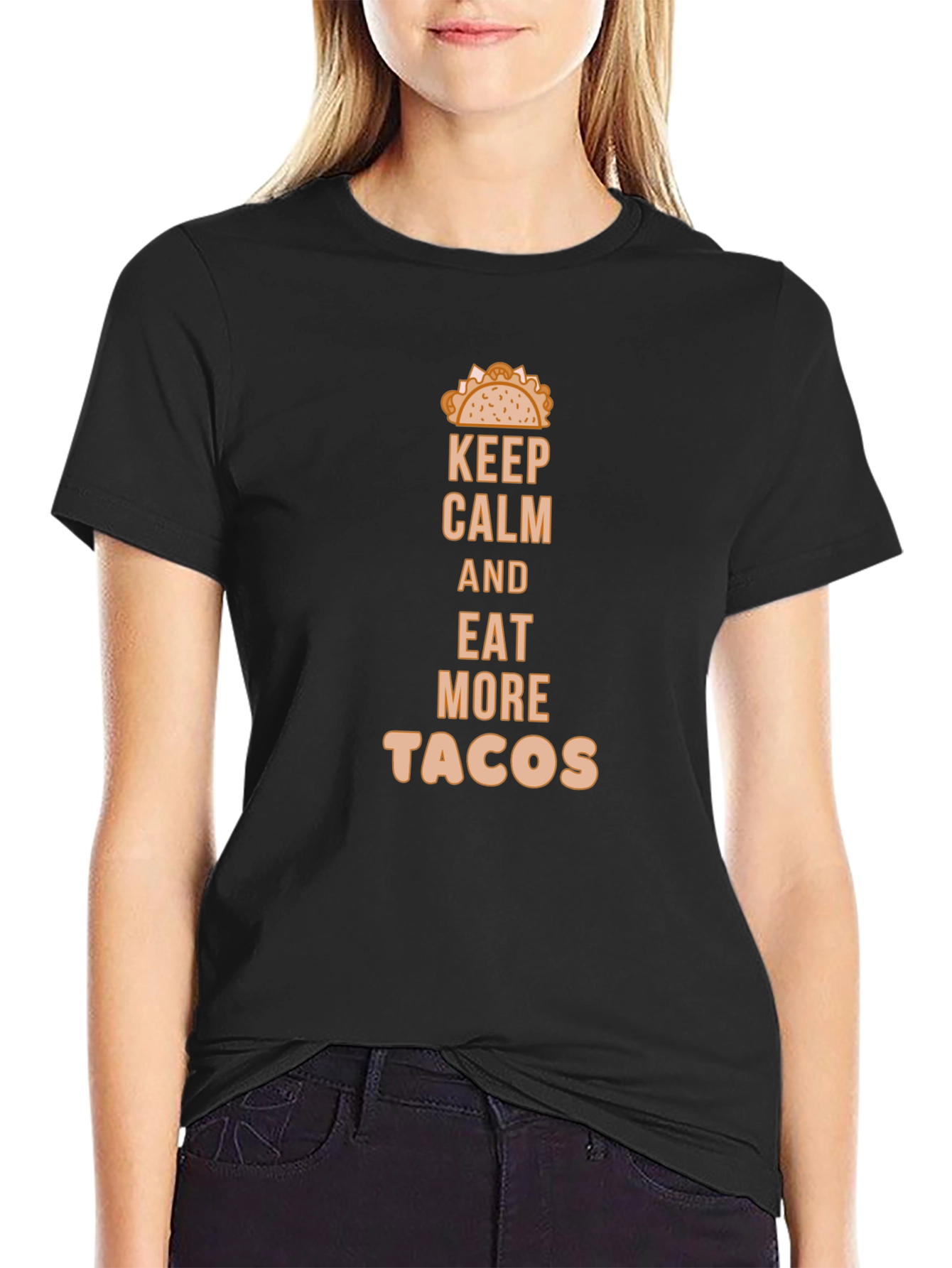 Keep Calm Eat Tacos Black Graphic Tee