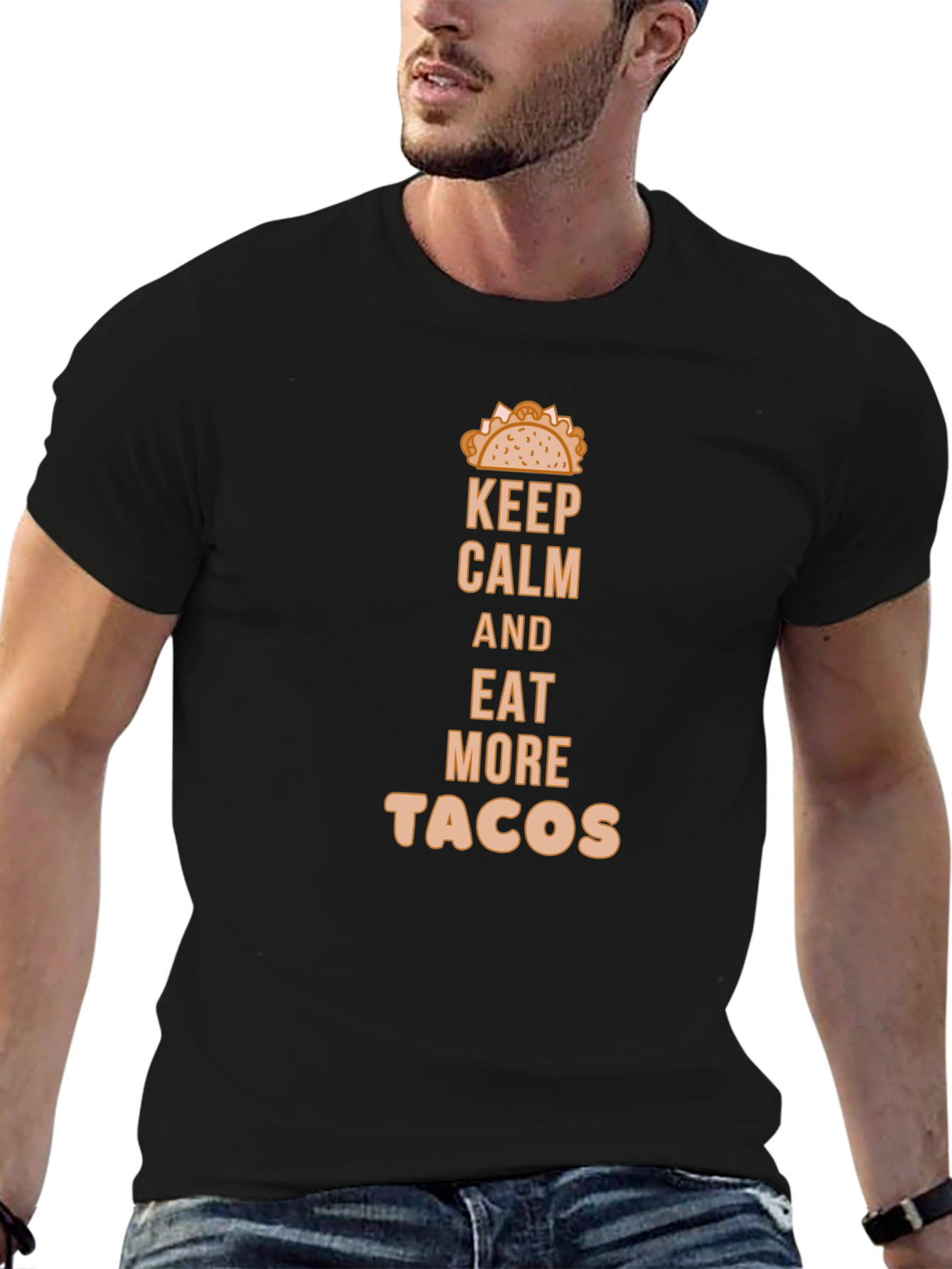 Keep Calm Eat Tacos Black Graphic Tee