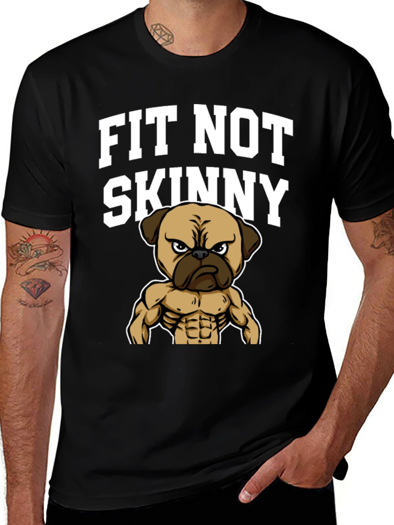 Fit Not Skinny Pug Graphic T-Shirt