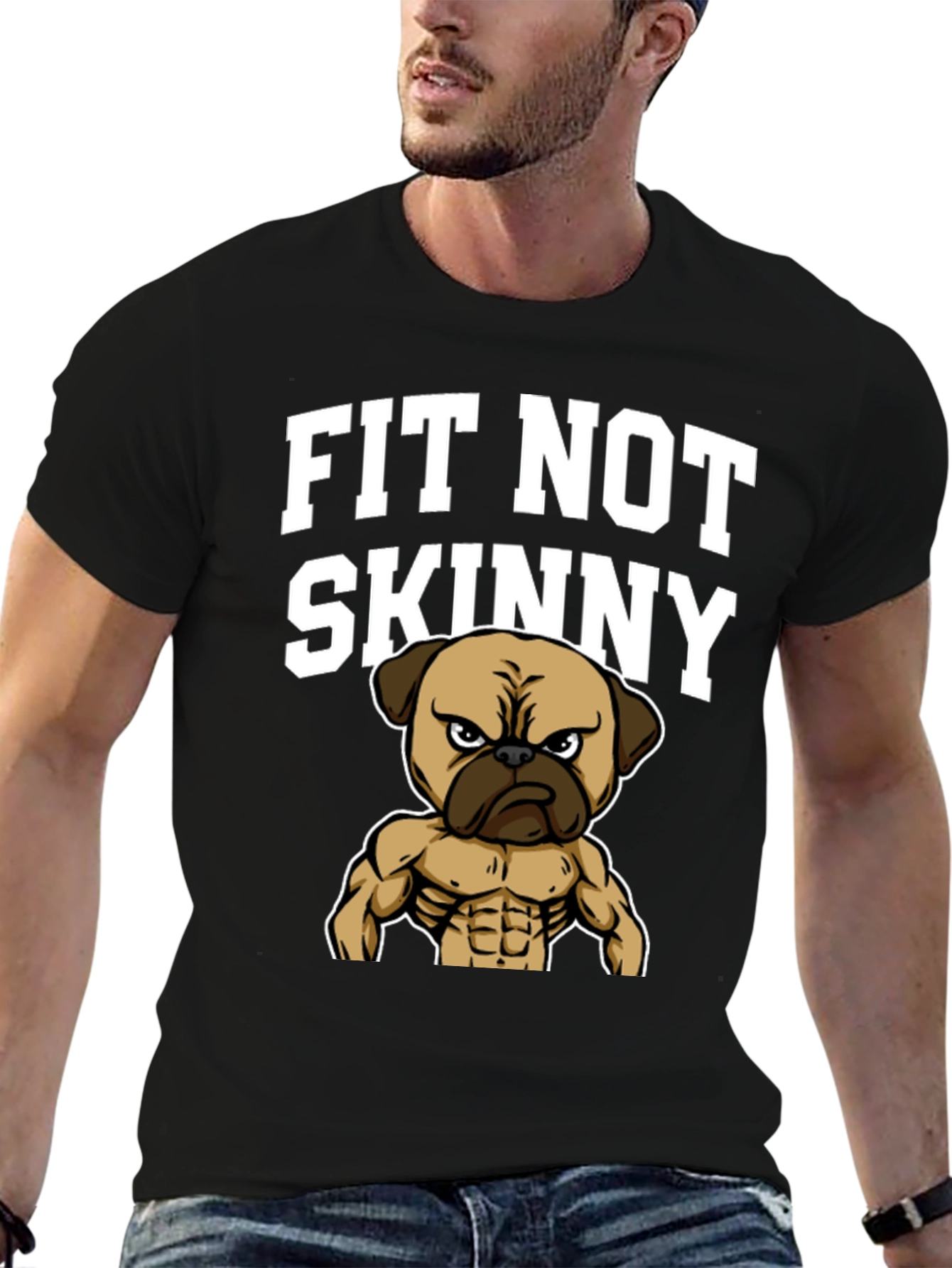Fit Not Skinny Pug Graphic T-Shirt