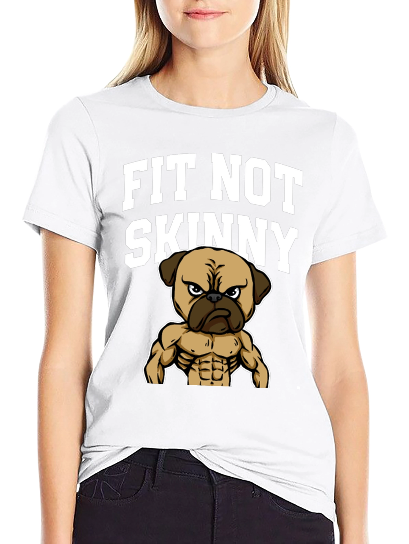 Fit Not Skinny Pug Graphic T-Shirt