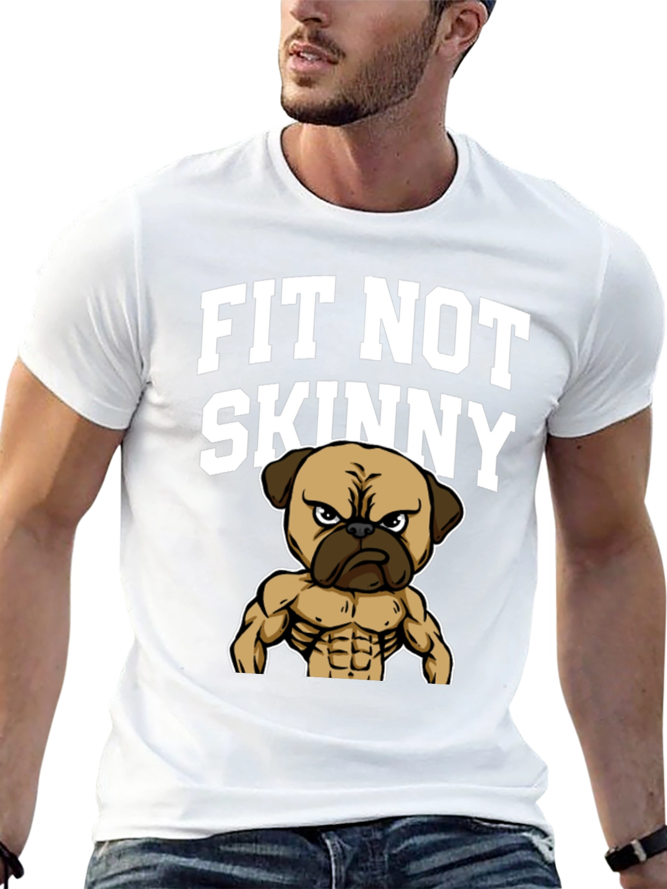 Fit Not Skinny Pug Graphic T-Shirt