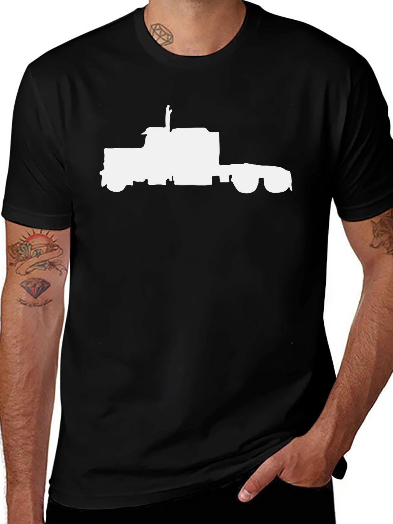 Truck Silhouette Tee - Classic Black Trucker Shirt