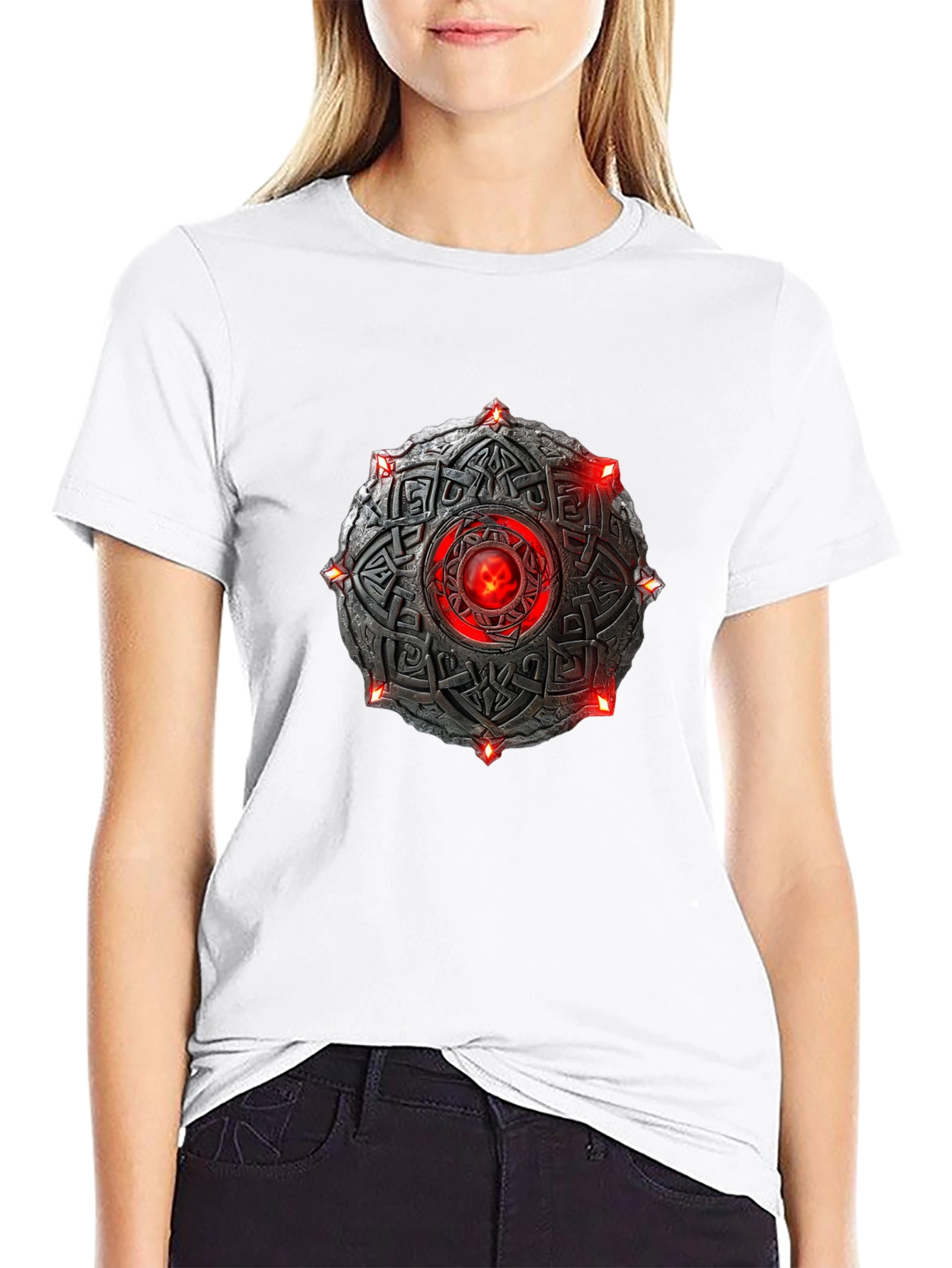 Celtic Shield T-Shirt - Red Stone Black Tee