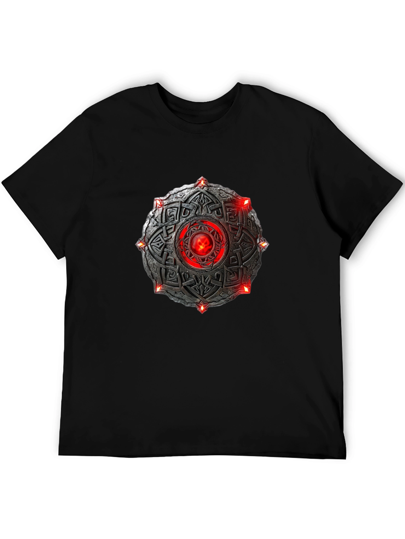 Celtic Shield T-Shirt - Red Stone Black Tee