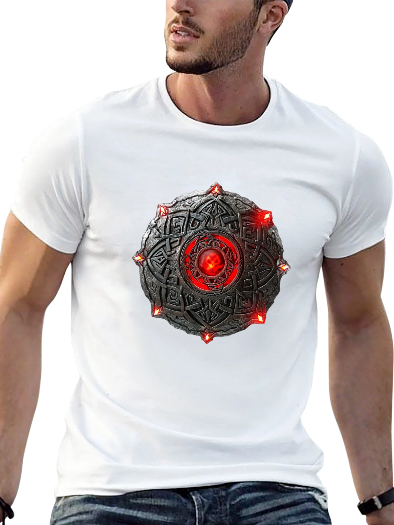 Celtic Shield T-Shirt - Red Stone Black Tee