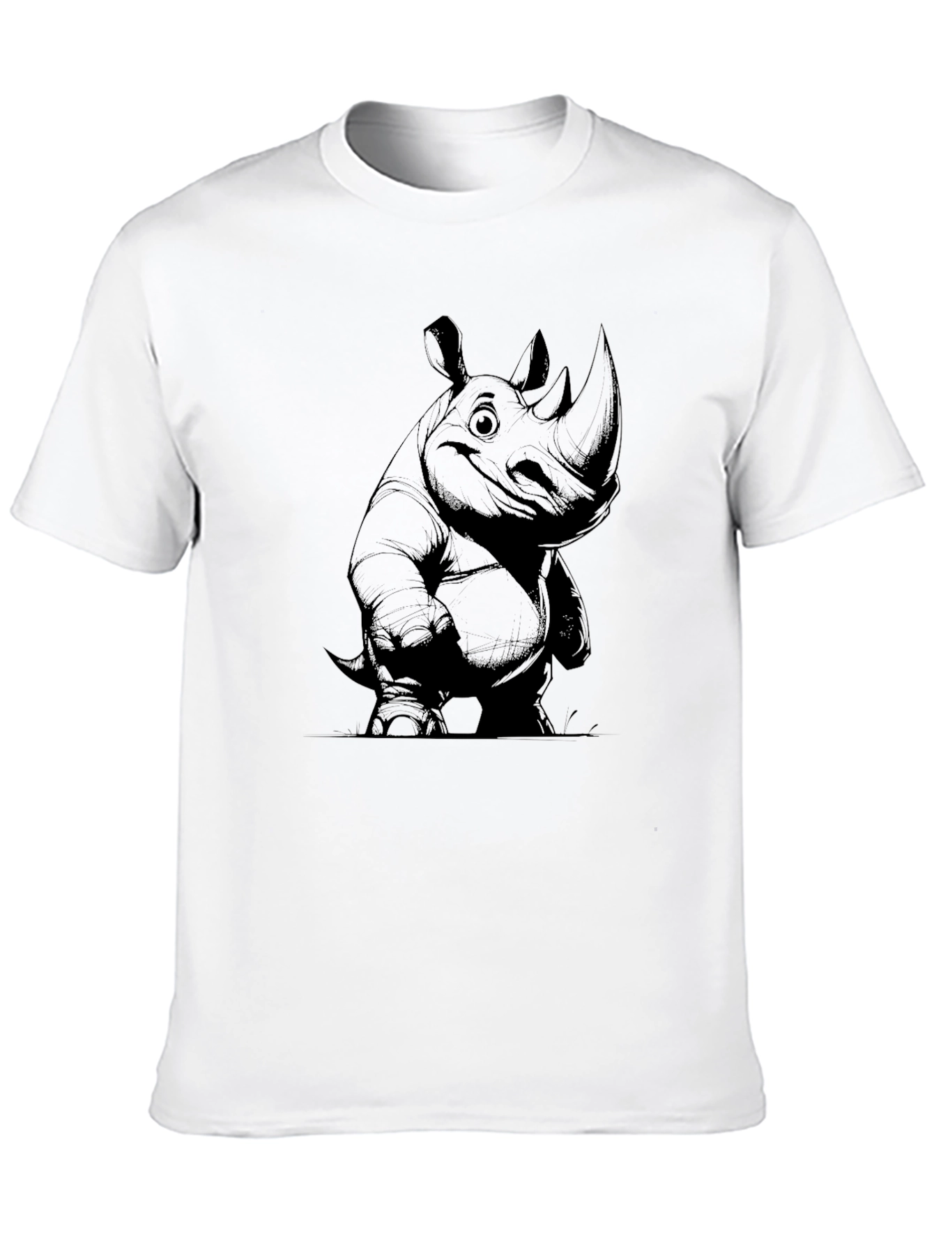 Cartoon Rhino Graphic Tee - Black