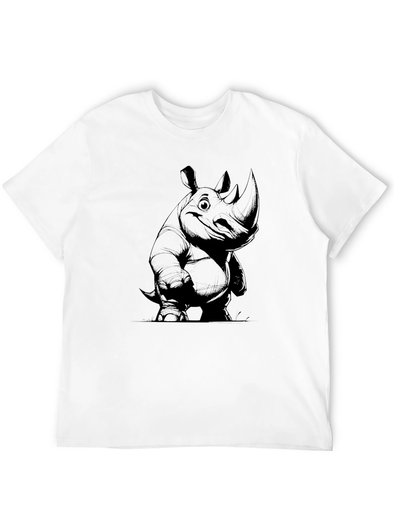 Cartoon Rhino Graphic Tee - Black