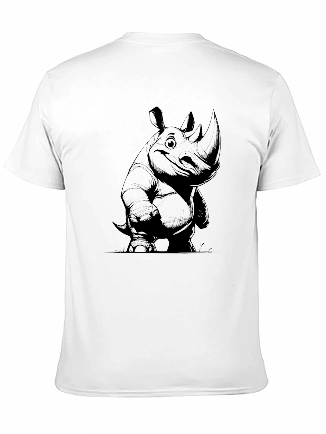 Cartoon Rhino Graphic Tee - Black