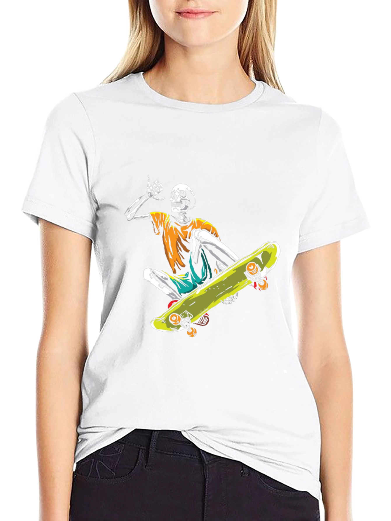 Skeleton Skateboarder Graphic Tee - Cool Casual Style