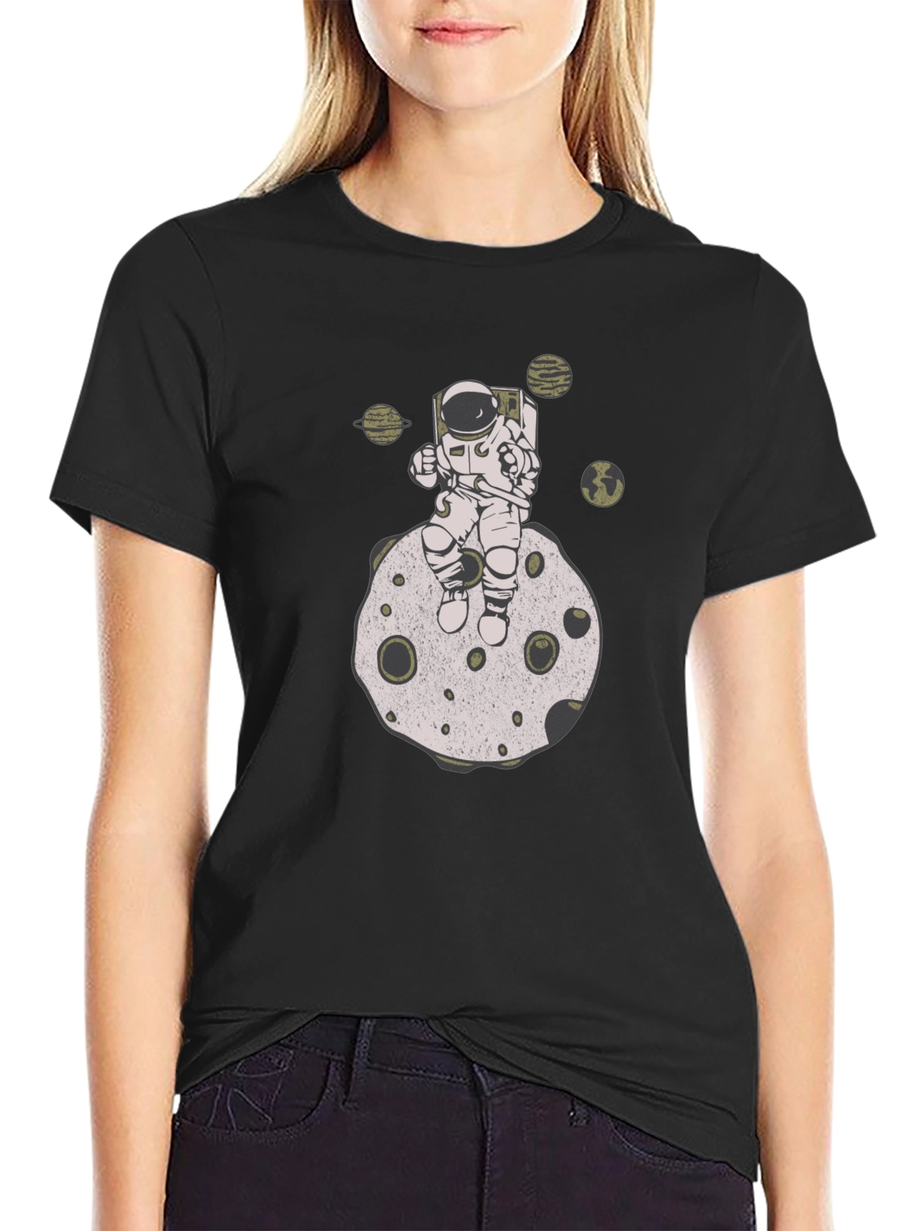 Astronaut on Moon Graphic T-Shirt - Relaxed Fit