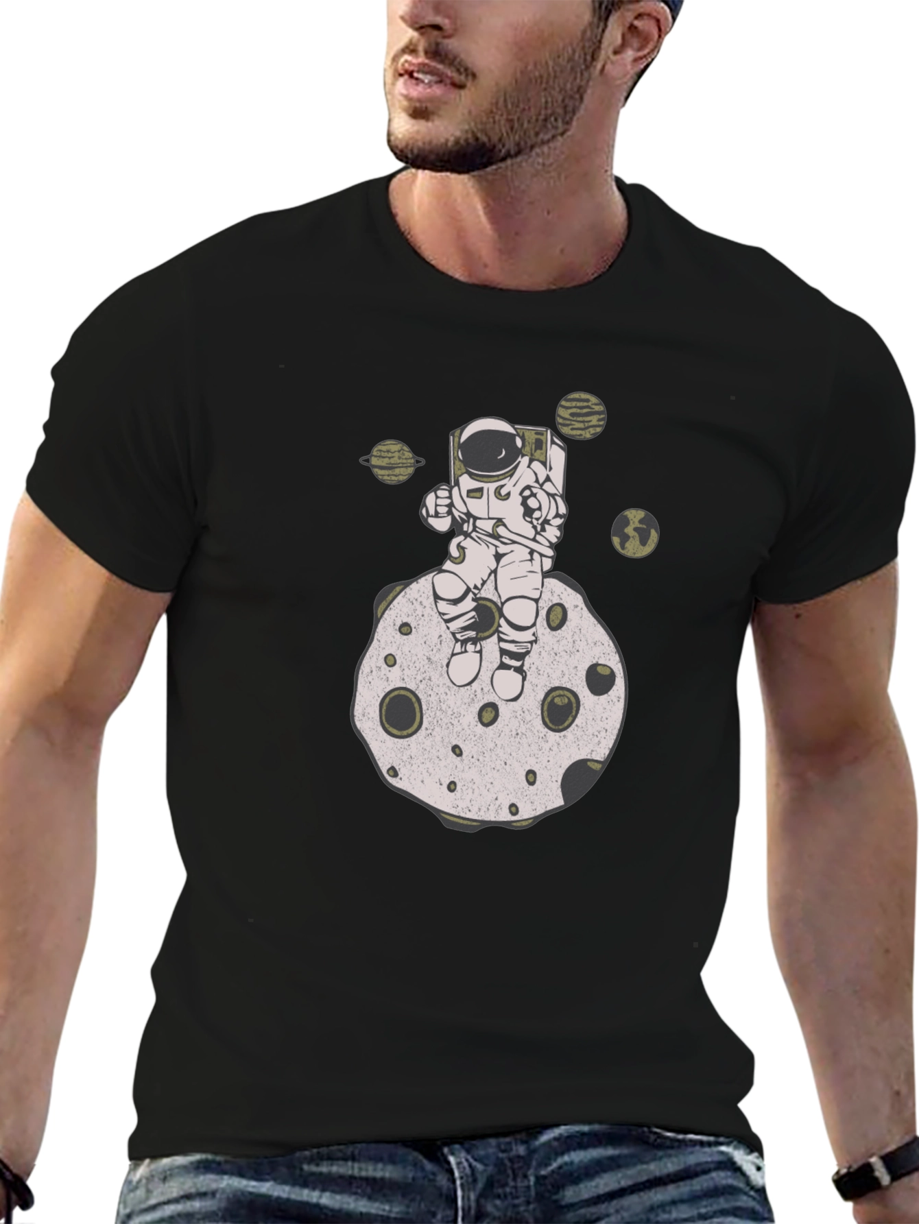 Astronaut on Moon Graphic T-Shirt - Relaxed Fit