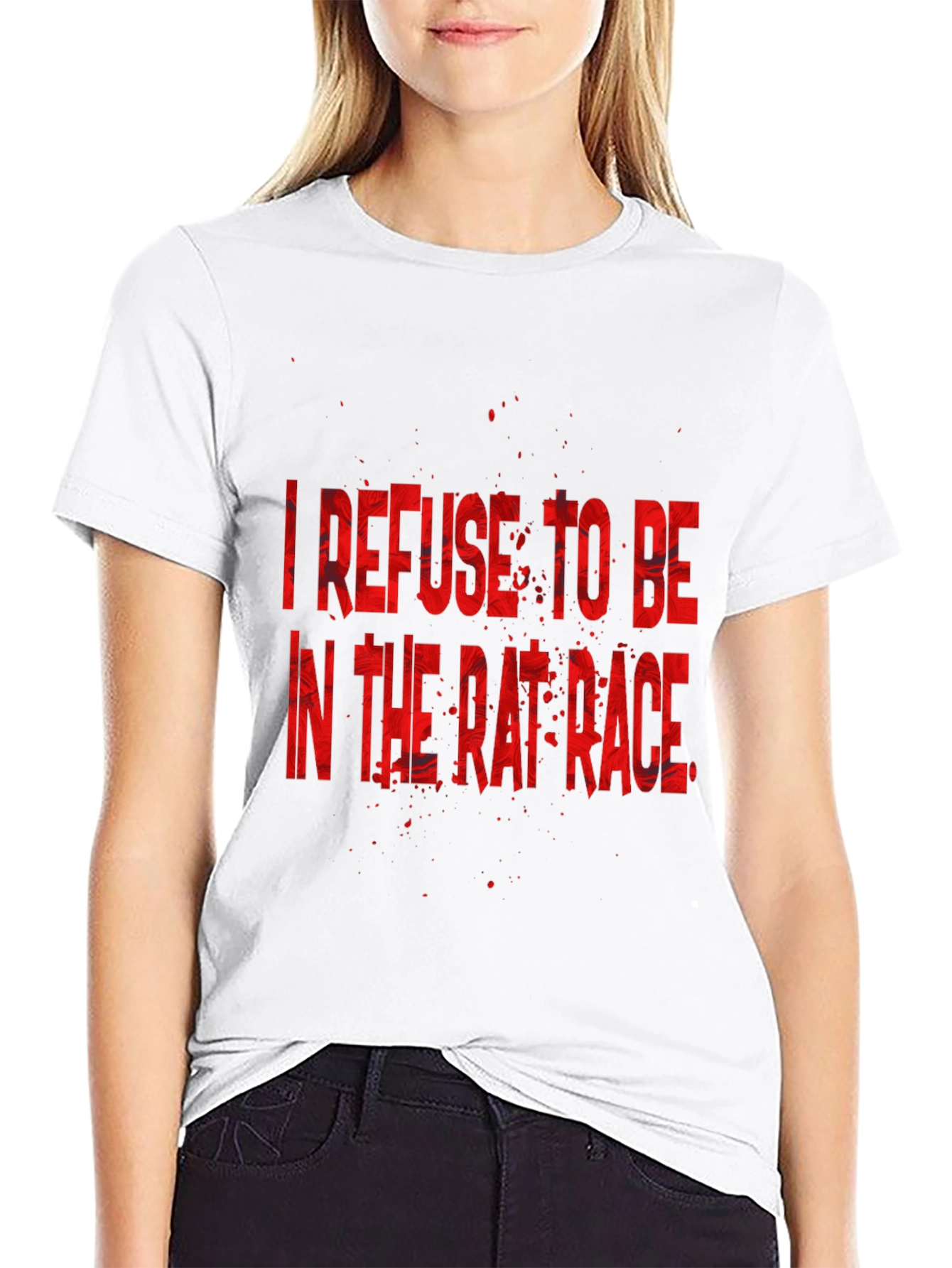 Refuse Rat Race Graphic Tee - Black Cotton T-Shirt