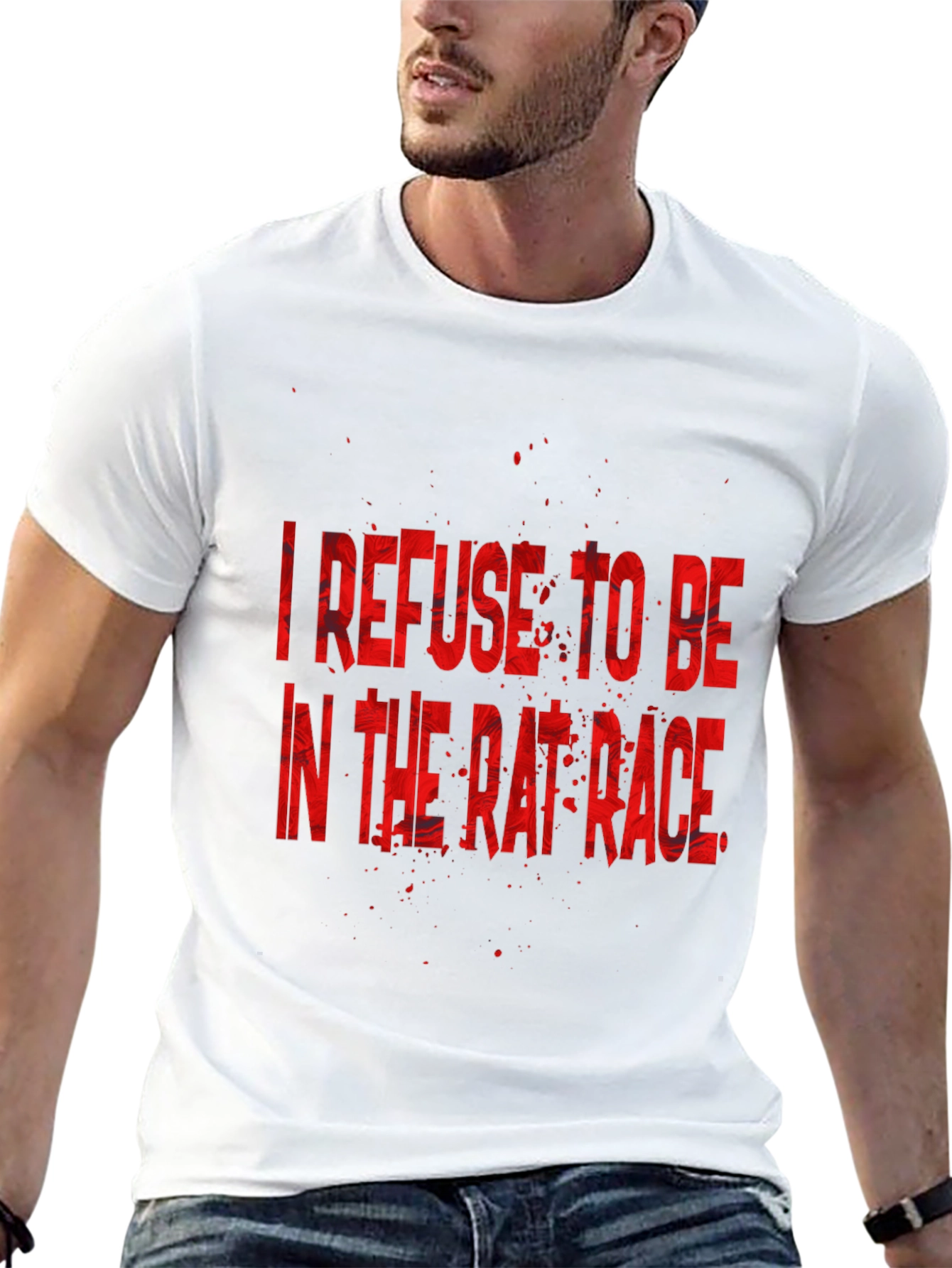 Refuse Rat Race Graphic Tee - Black Cotton T-Shirt