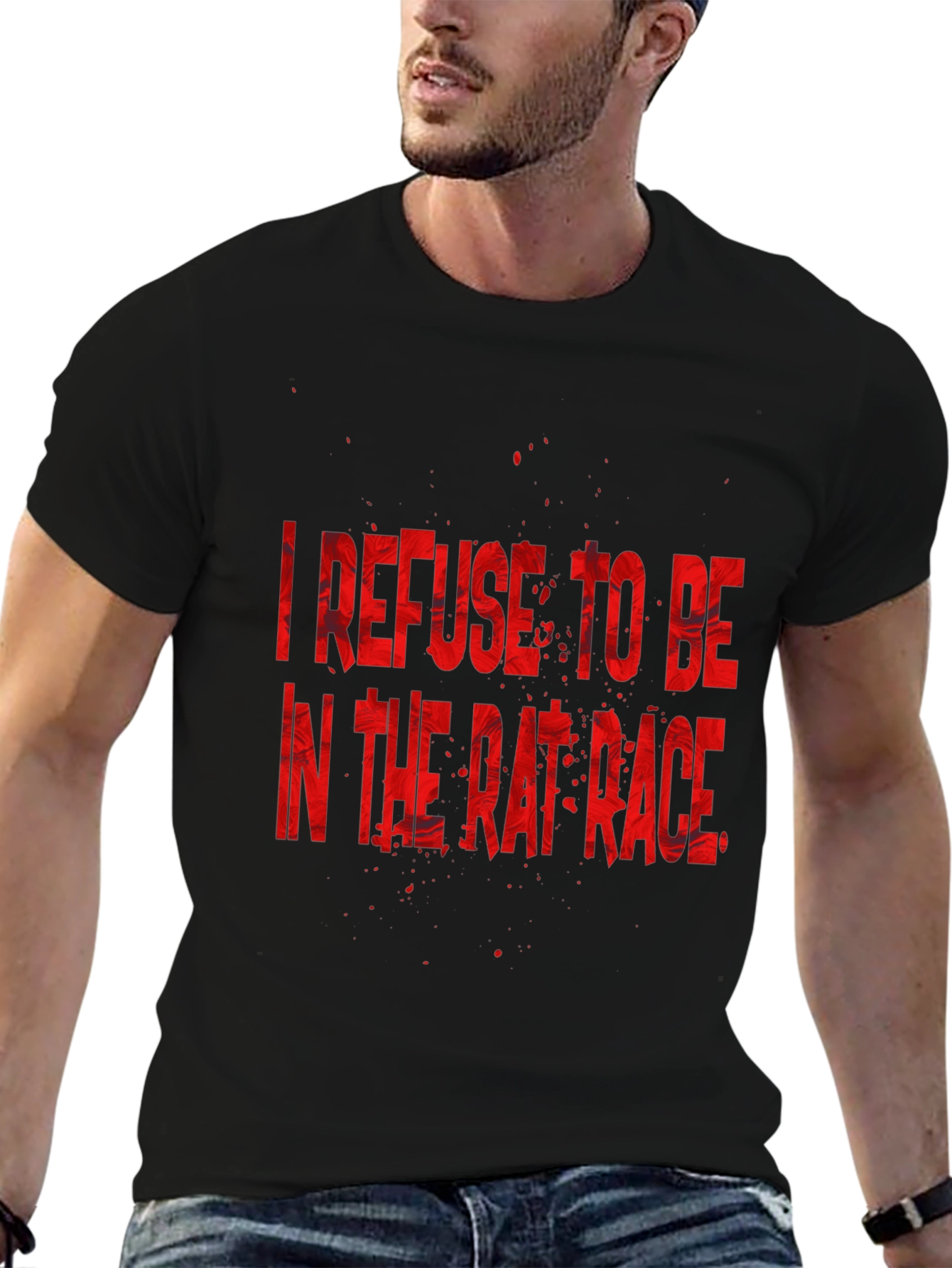 Refuse Rat Race Graphic Tee - Black Cotton T-Shirt