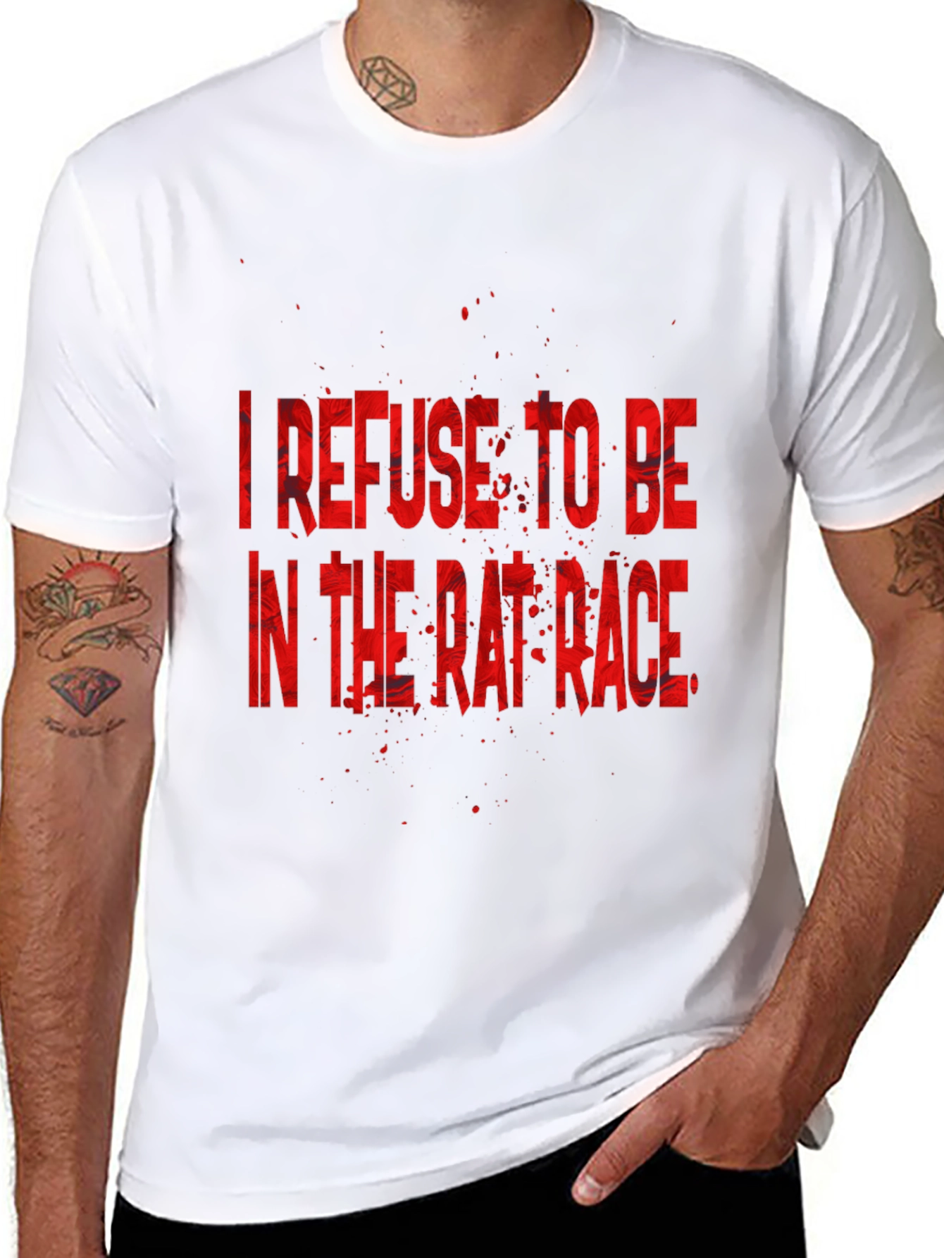 Refuse Rat Race Graphic Tee - Black Cotton T-Shirt