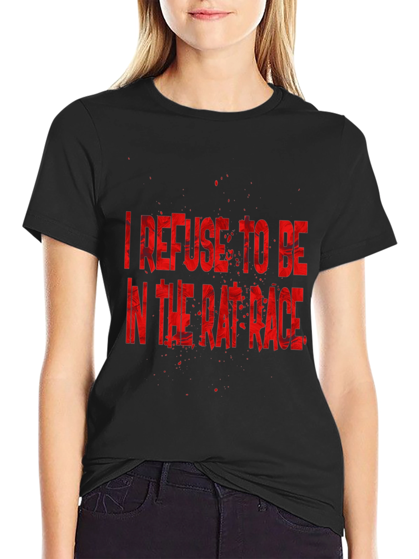 Refuse Rat Race Graphic Tee - Black Cotton T-Shirt